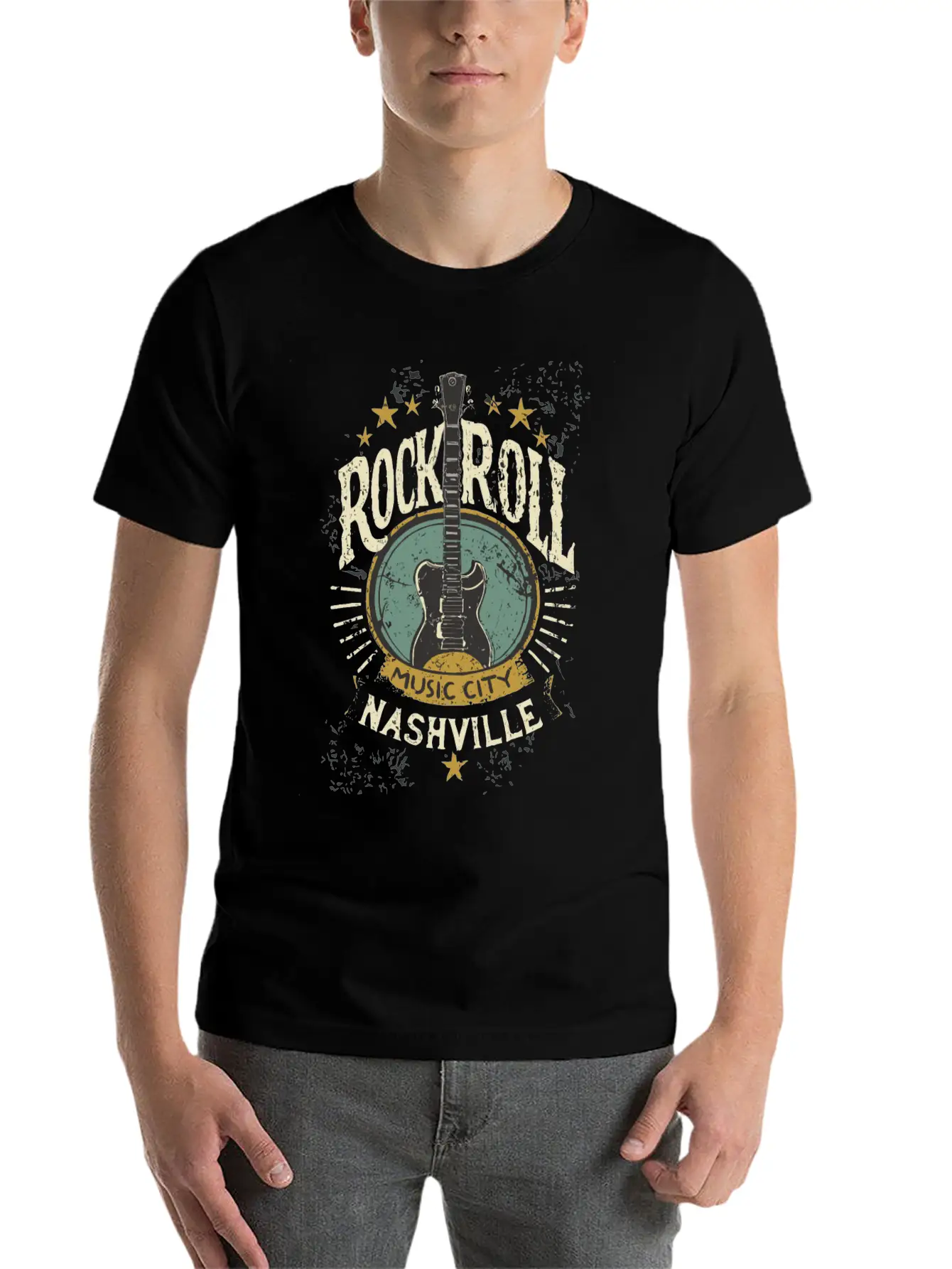 Nashville Rock & Roll Music City Music Gift Relaxed Everyday Tee – Lightweight And Durable Cotton