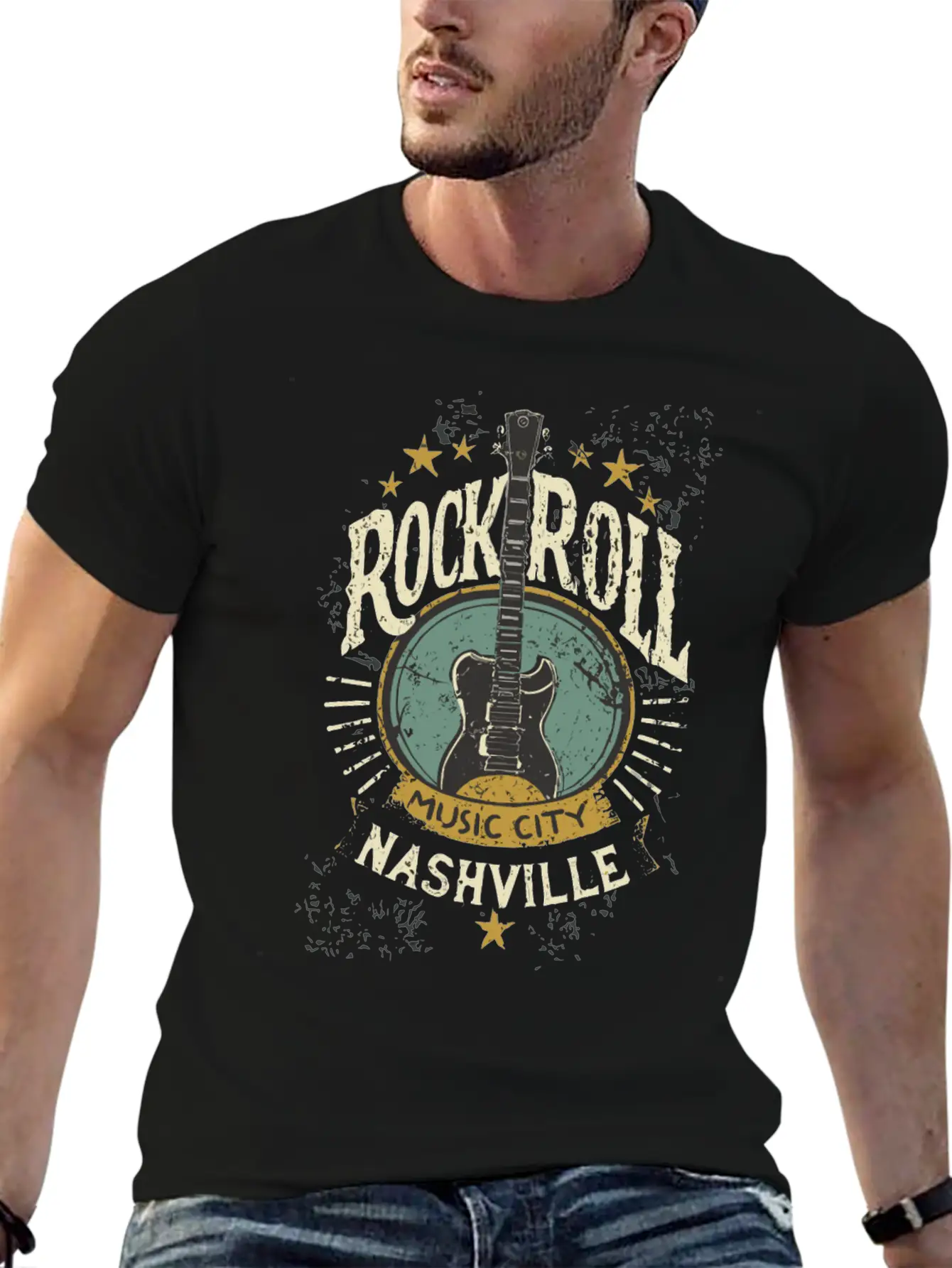 Nashville Rock & Roll Music City Music Gift Relaxed Everyday Tee – Lightweight And Durable Cotton