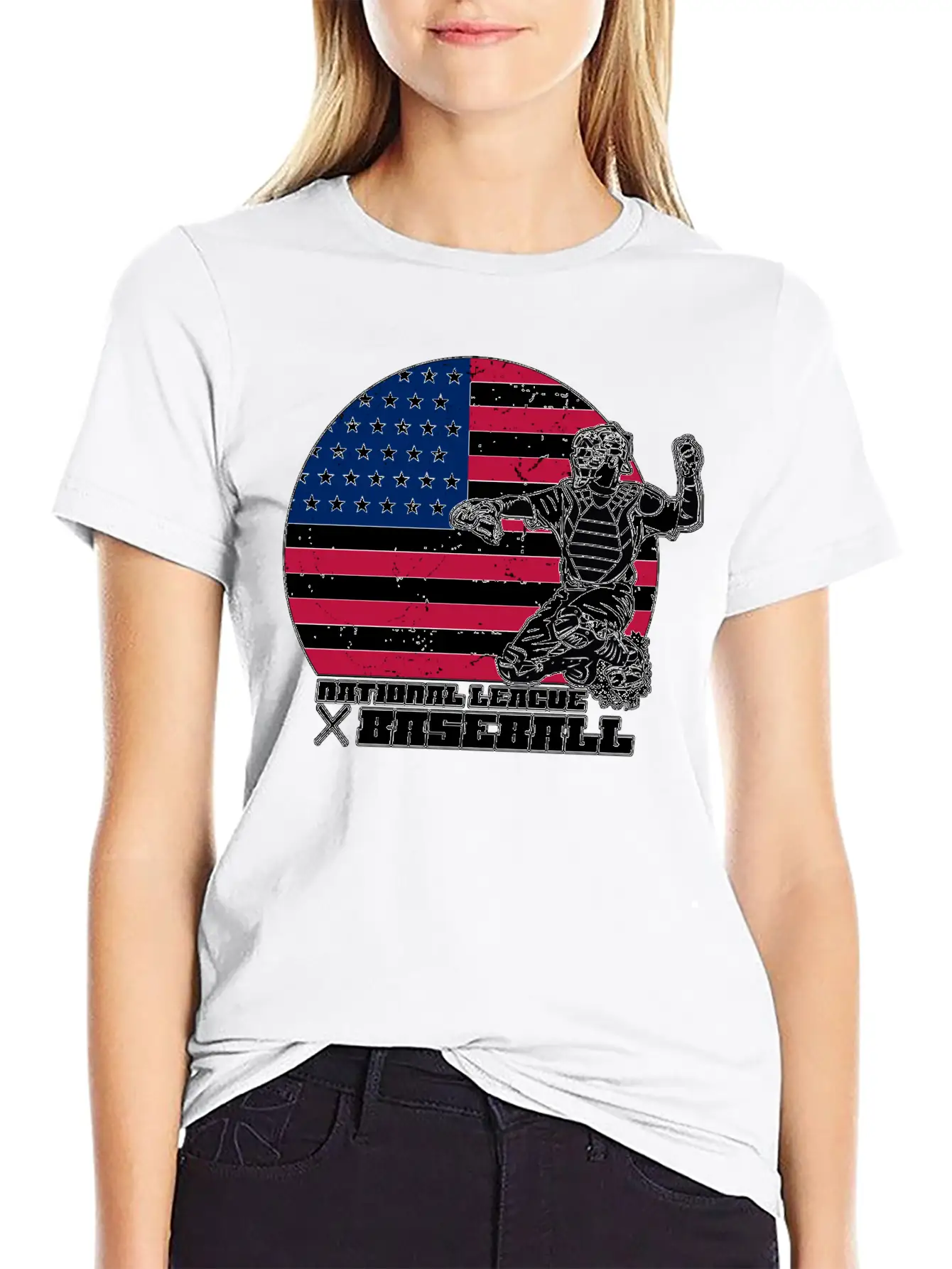 National League Baseball / USA / Flag Relaxed Everyday Tee – Lightweight And Durable Cotton