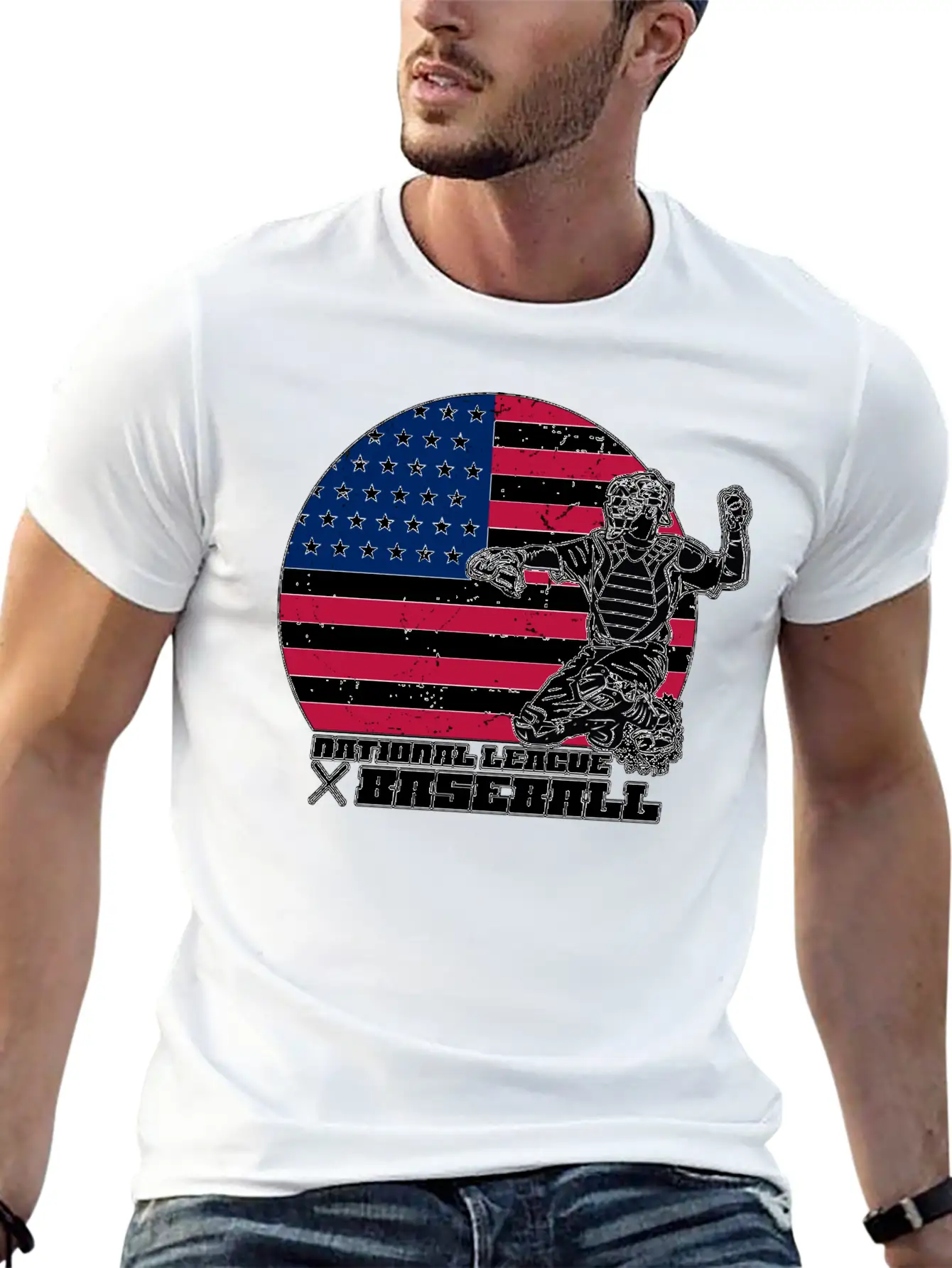 National League Baseball / USA / Flag Relaxed Everyday Tee – Lightweight And Durable Cotton