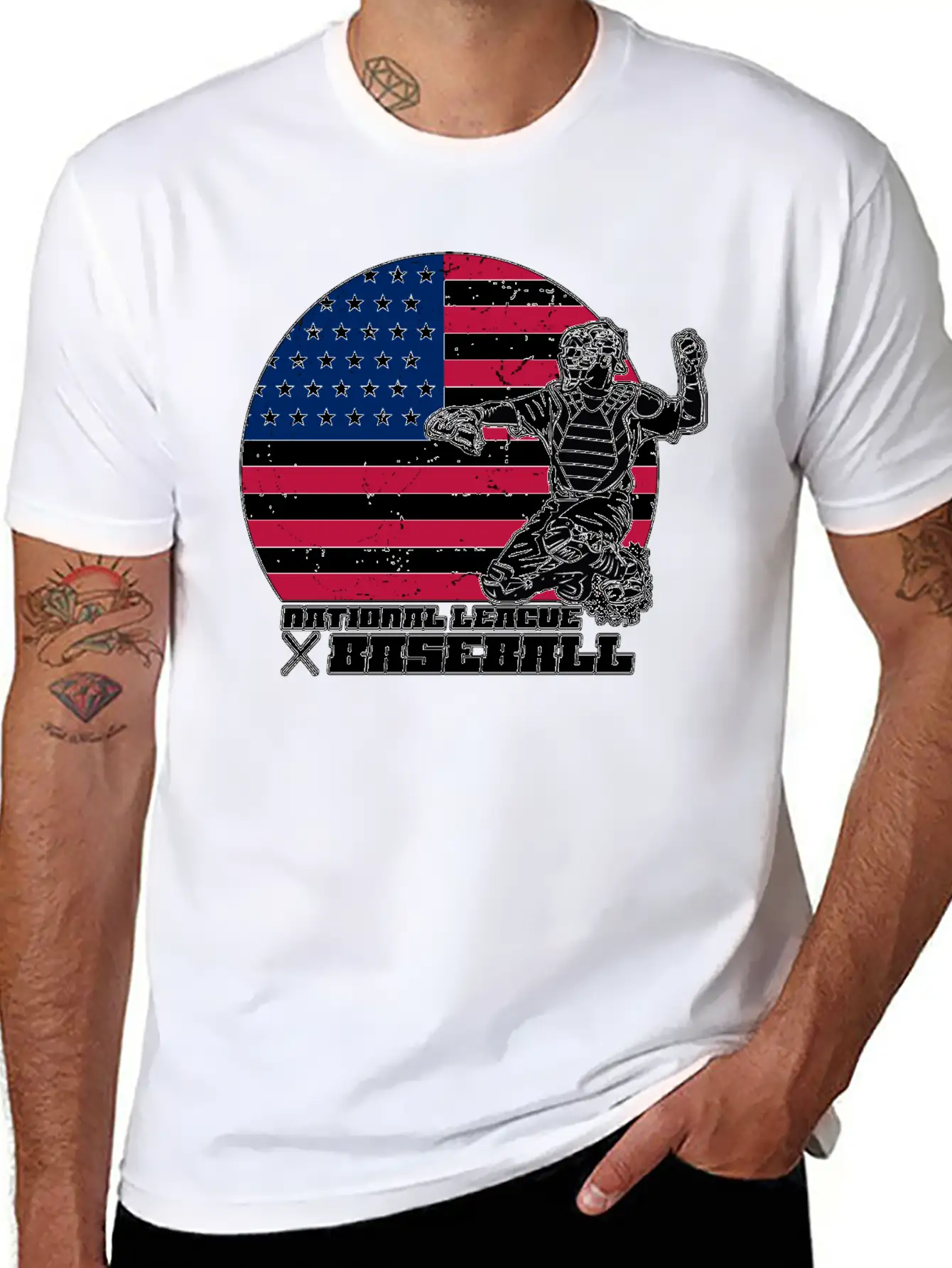 National League Baseball / USA / Flag Relaxed Everyday Tee – Lightweight And Durable Cotton