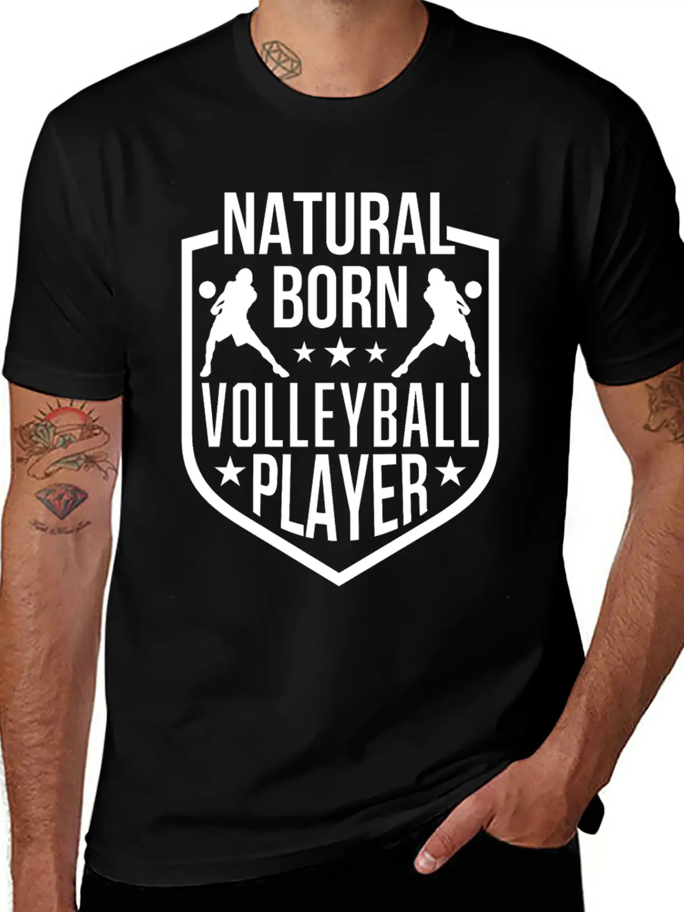 Natural Born Volleyball Player Funny Lightweight Cotton T-Shirt – Daily Comfort Graphic Shirt