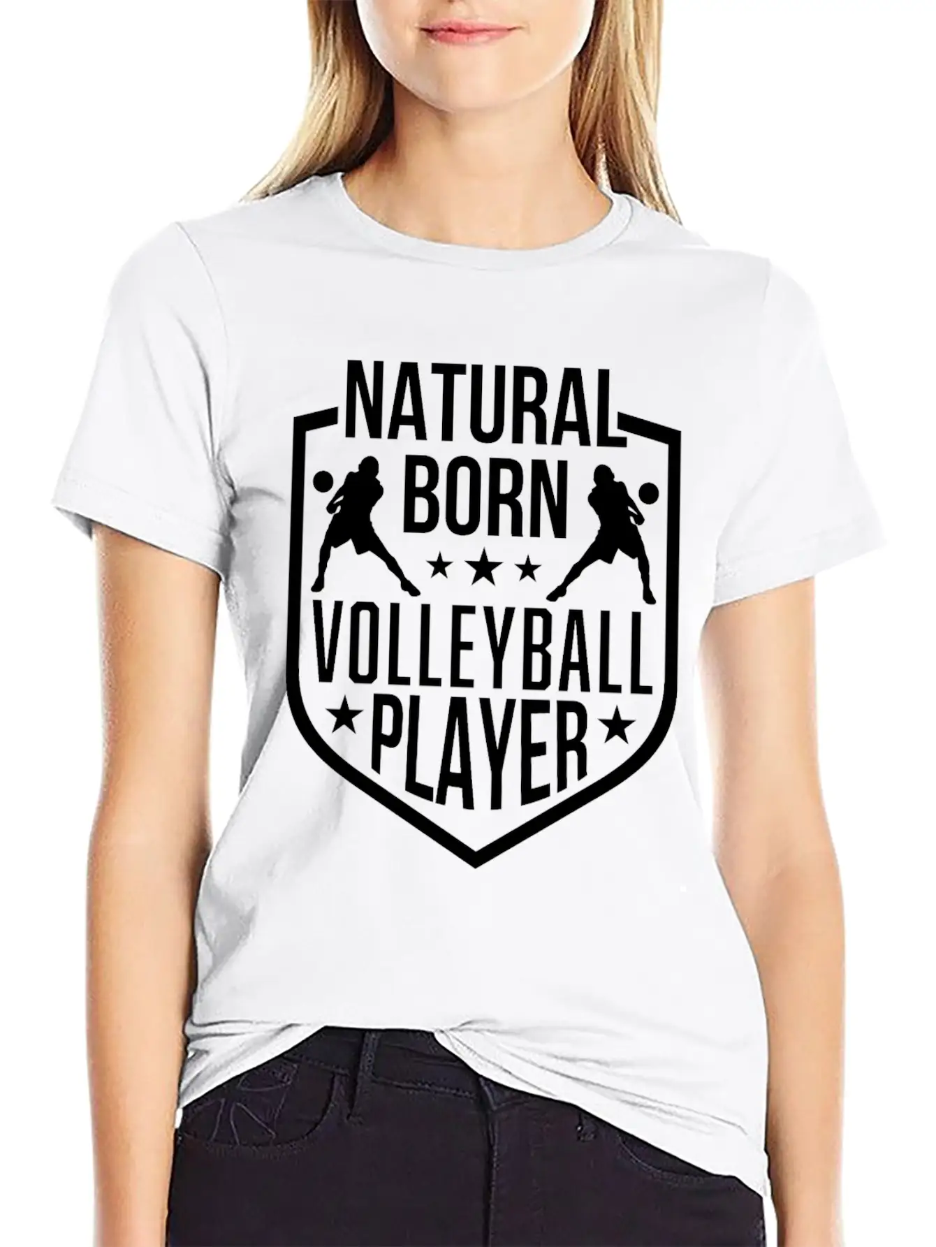 Natural Born Volleyball Player Funny Lightweight Cotton T-Shirt – Daily Comfort Graphic Shirt