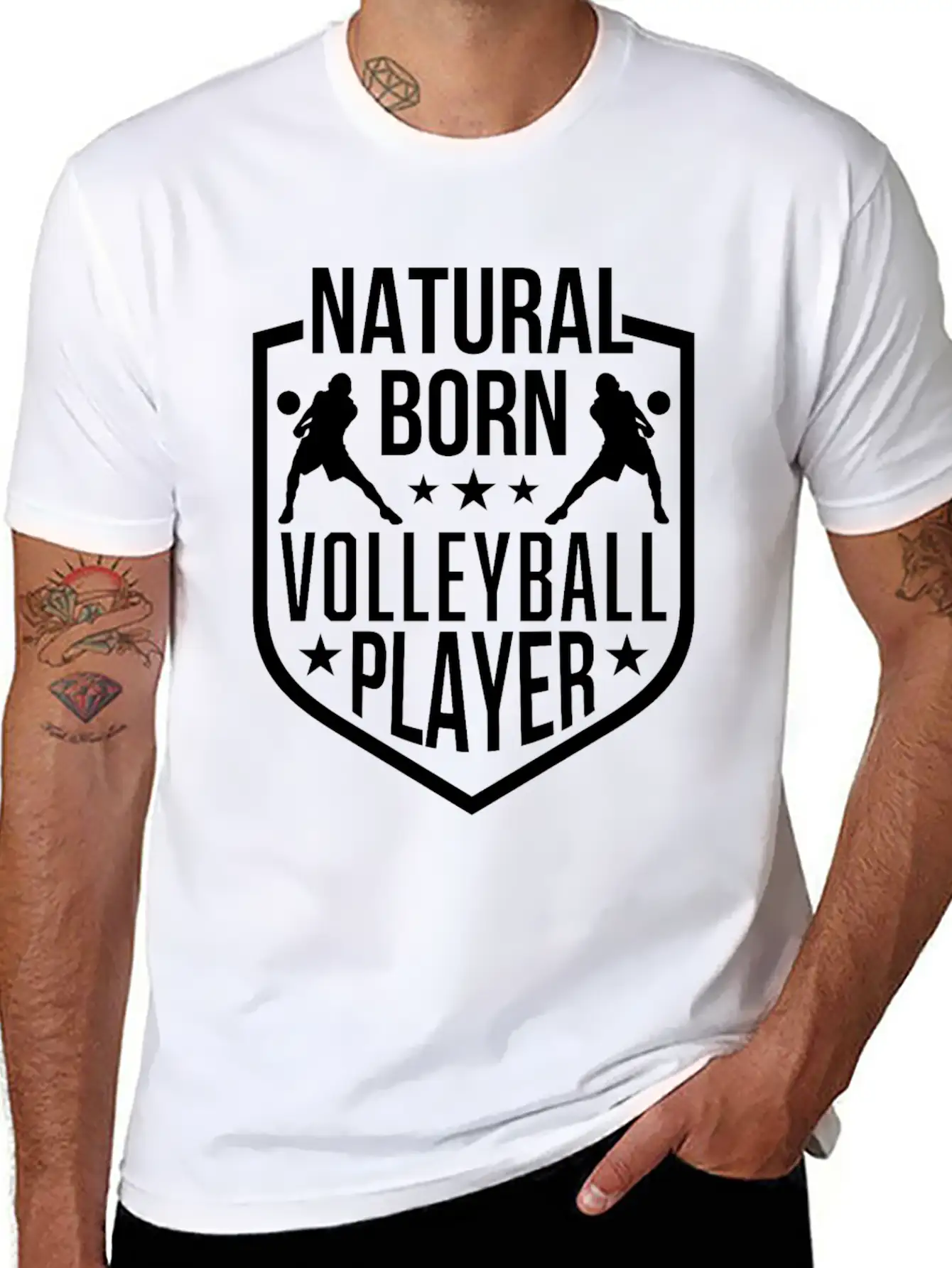Natural Born Volleyball Player Funny Lightweight Cotton T-Shirt – Daily Comfort Graphic Shirt