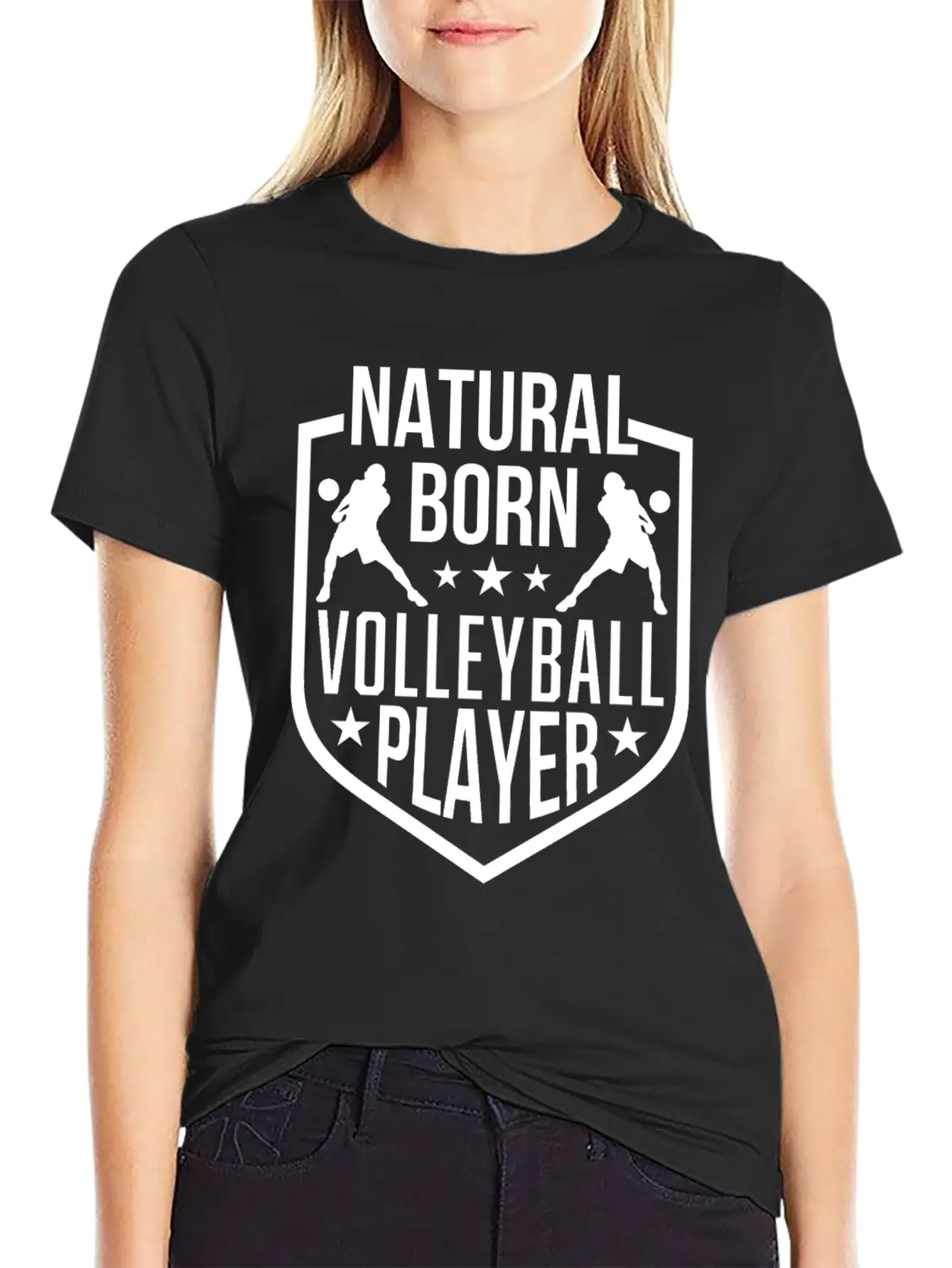 Natural Born Volleyball Player Funny Lightweight Cotton T-Shirt – Daily Comfort Graphic Shirt