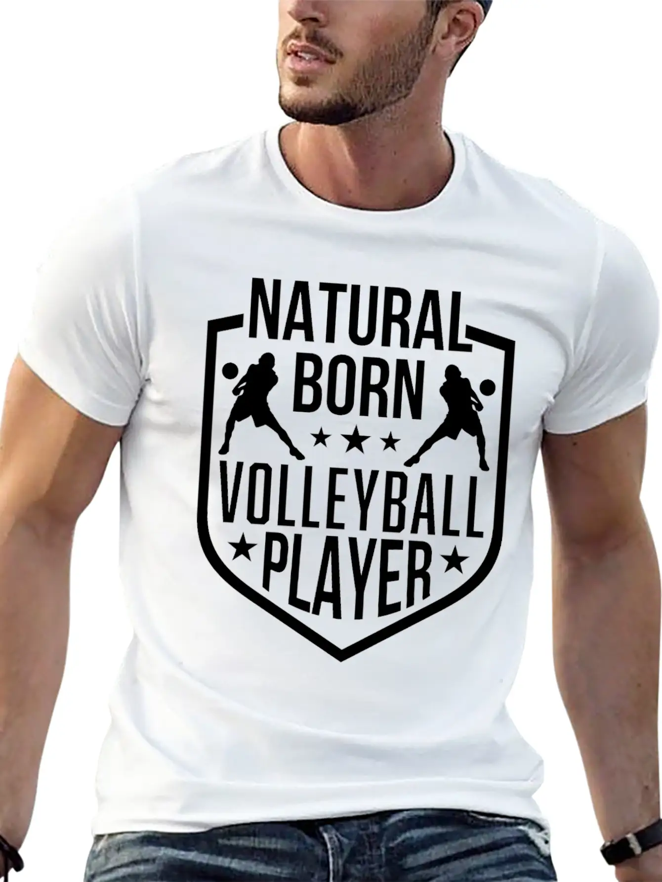 Natural Born Volleyball Player Funny Lightweight Cotton T-Shirt – Daily Comfort Graphic Shirt
