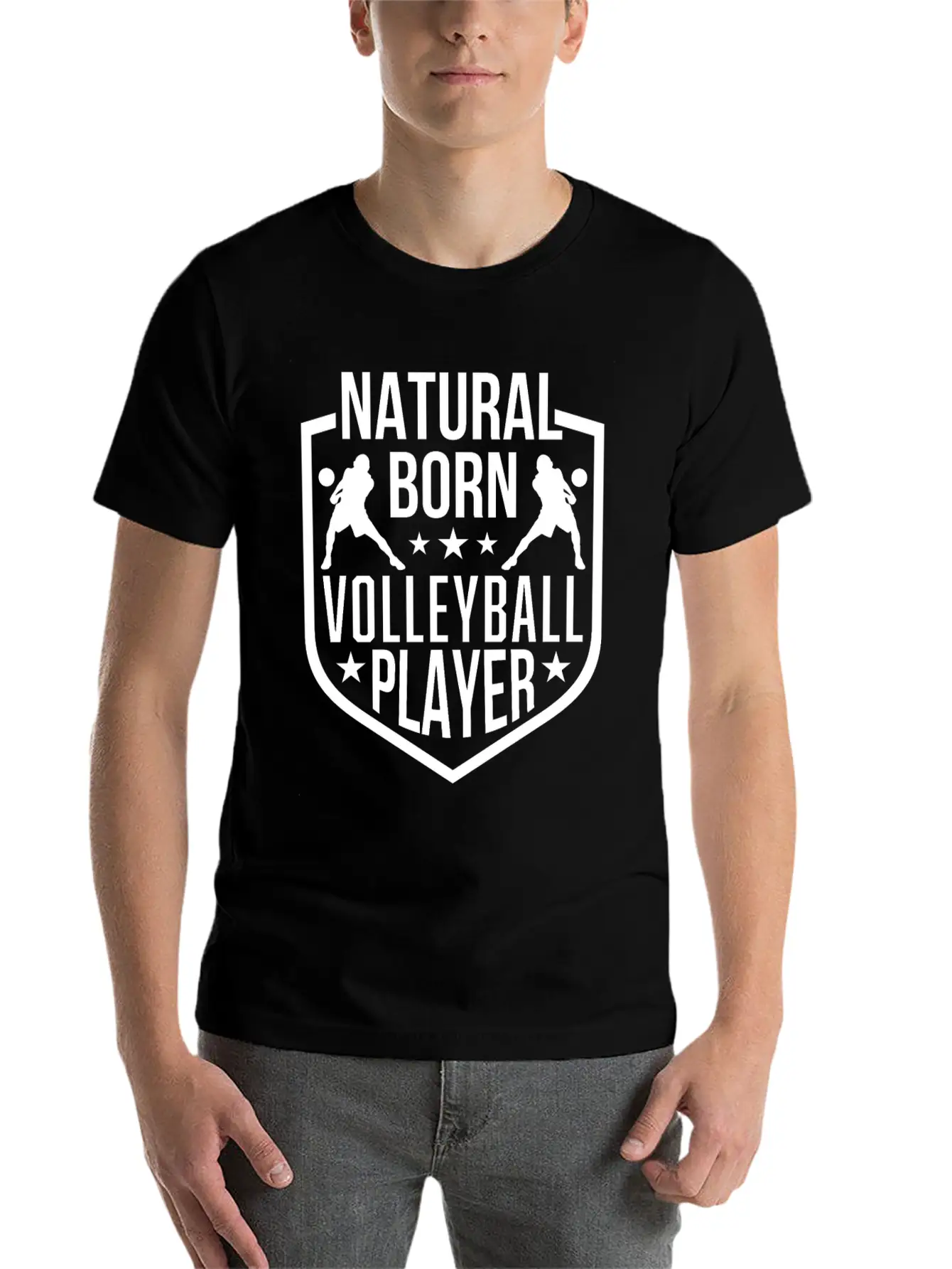 Natural Born Volleyball Player Funny Lightweight Cotton T-Shirt – Daily Comfort Graphic Shirt