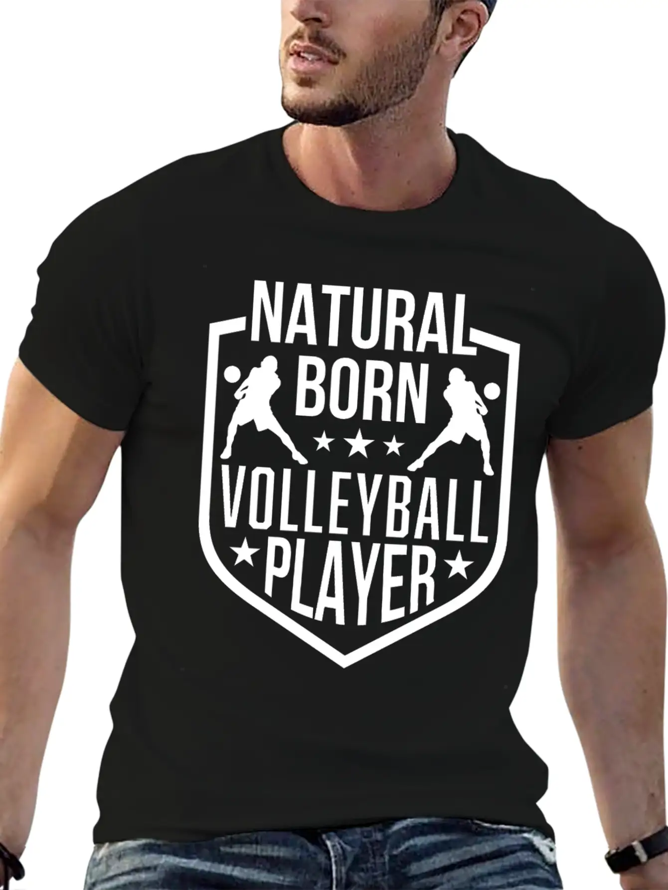 Natural Born Volleyball Player Funny Lightweight Cotton T-Shirt – Daily Comfort Graphic Shirt