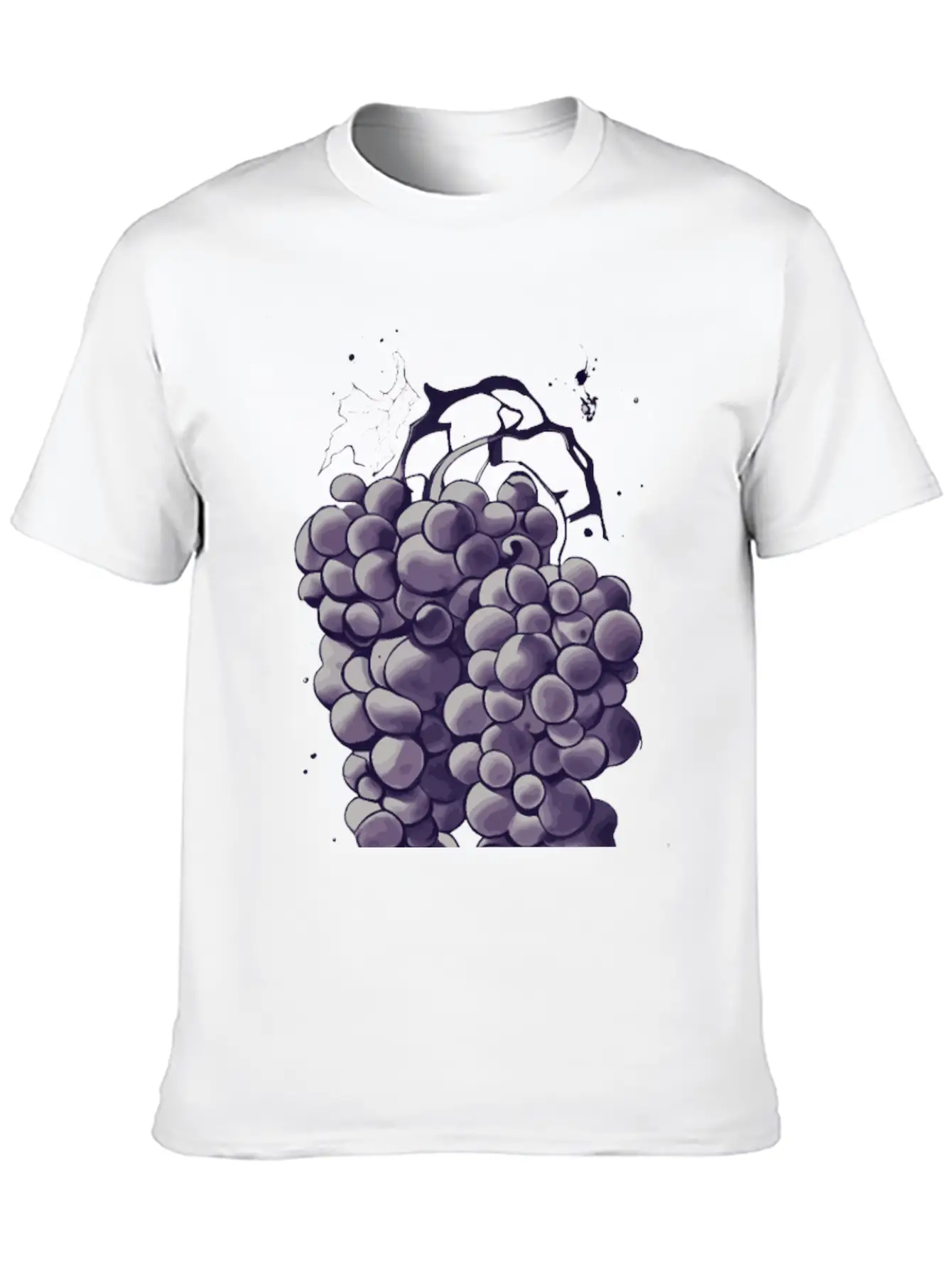 Natural Grapes Ink Drawing Colorful Lightweight Cotton T-Shirt – Daily Comfort Graphic Shirt