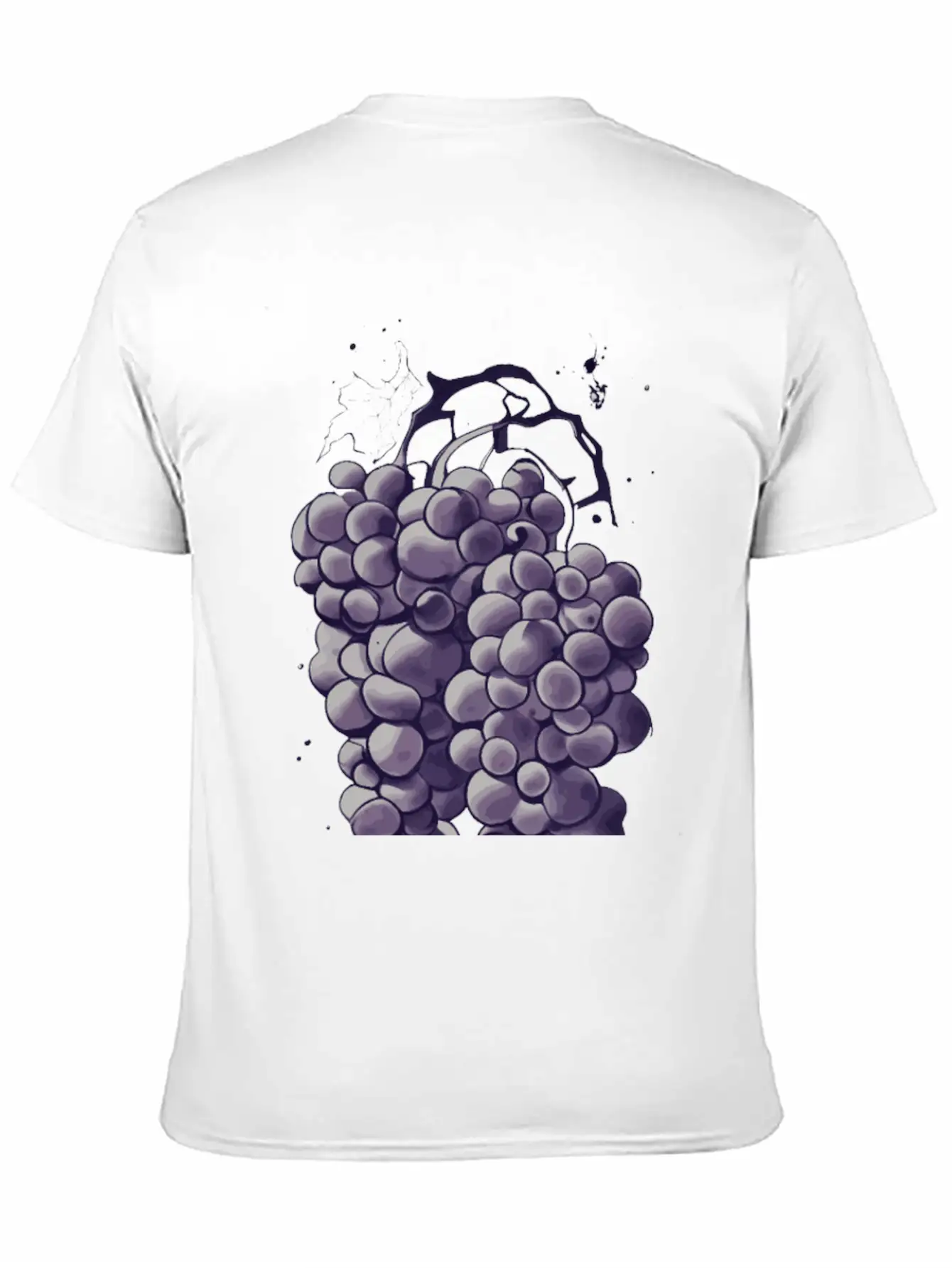Natural Grapes Ink Drawing Colorful Lightweight Cotton T-Shirt – Daily Comfort Graphic Shirt