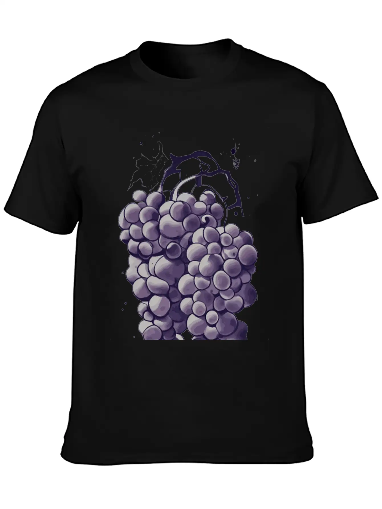 Natural Grapes Ink Drawing Colorful Lightweight Cotton T-Shirt – Daily Comfort Graphic Shirt