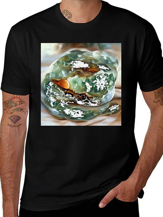 Natural Green Moss Agate Crystal Gemstone Lightweight Cotton T-Shirt – Daily Comfort Graphic Shirt