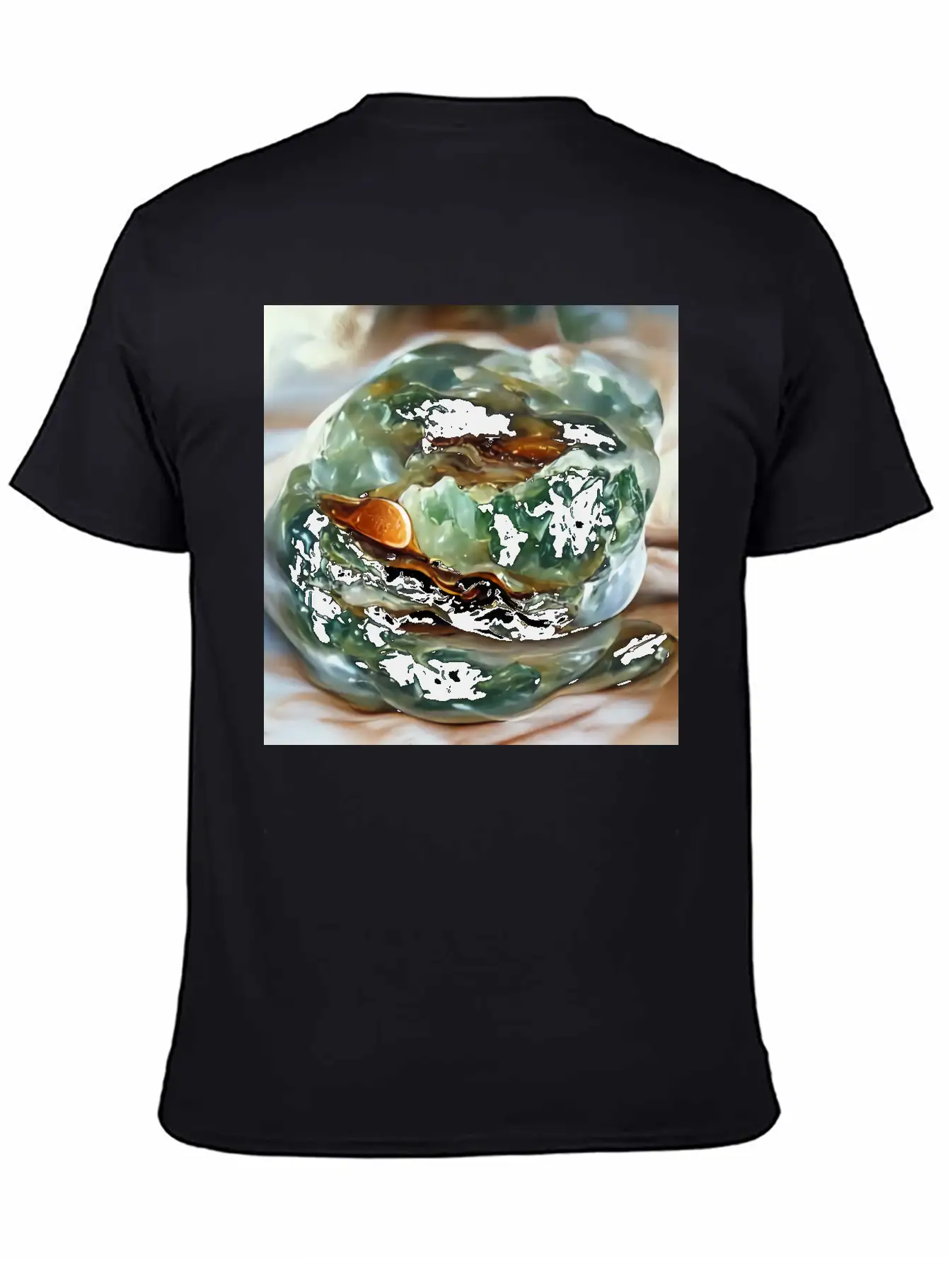 Natural Green Moss Agate Crystal Gemstone Lightweight Cotton T-Shirt – Daily Comfort Graphic Shirt
