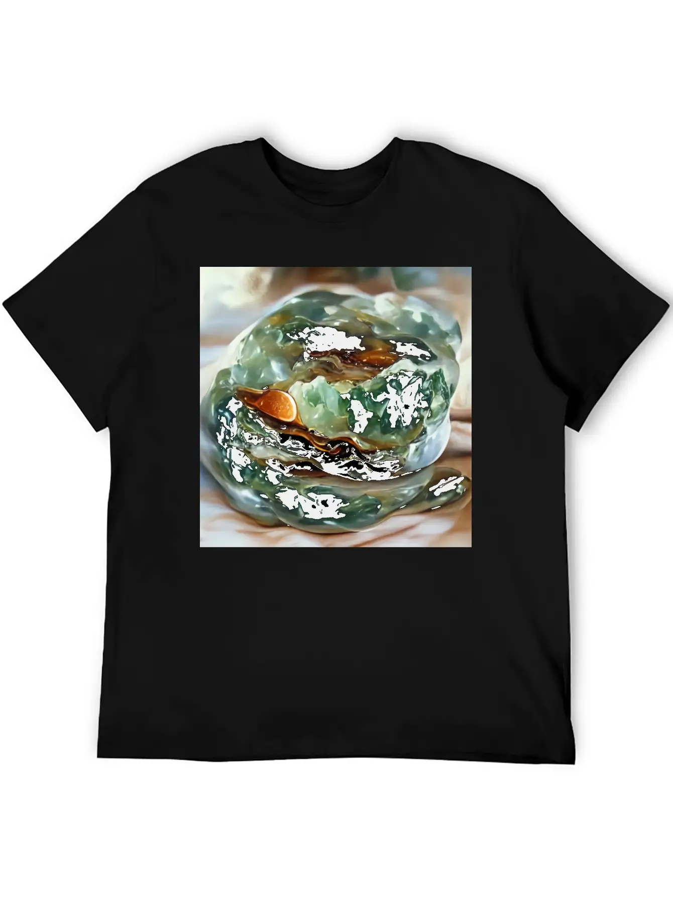 Natural Green Moss Agate Crystal Gemstone Lightweight Cotton T-Shirt – Daily Comfort Graphic Shirt