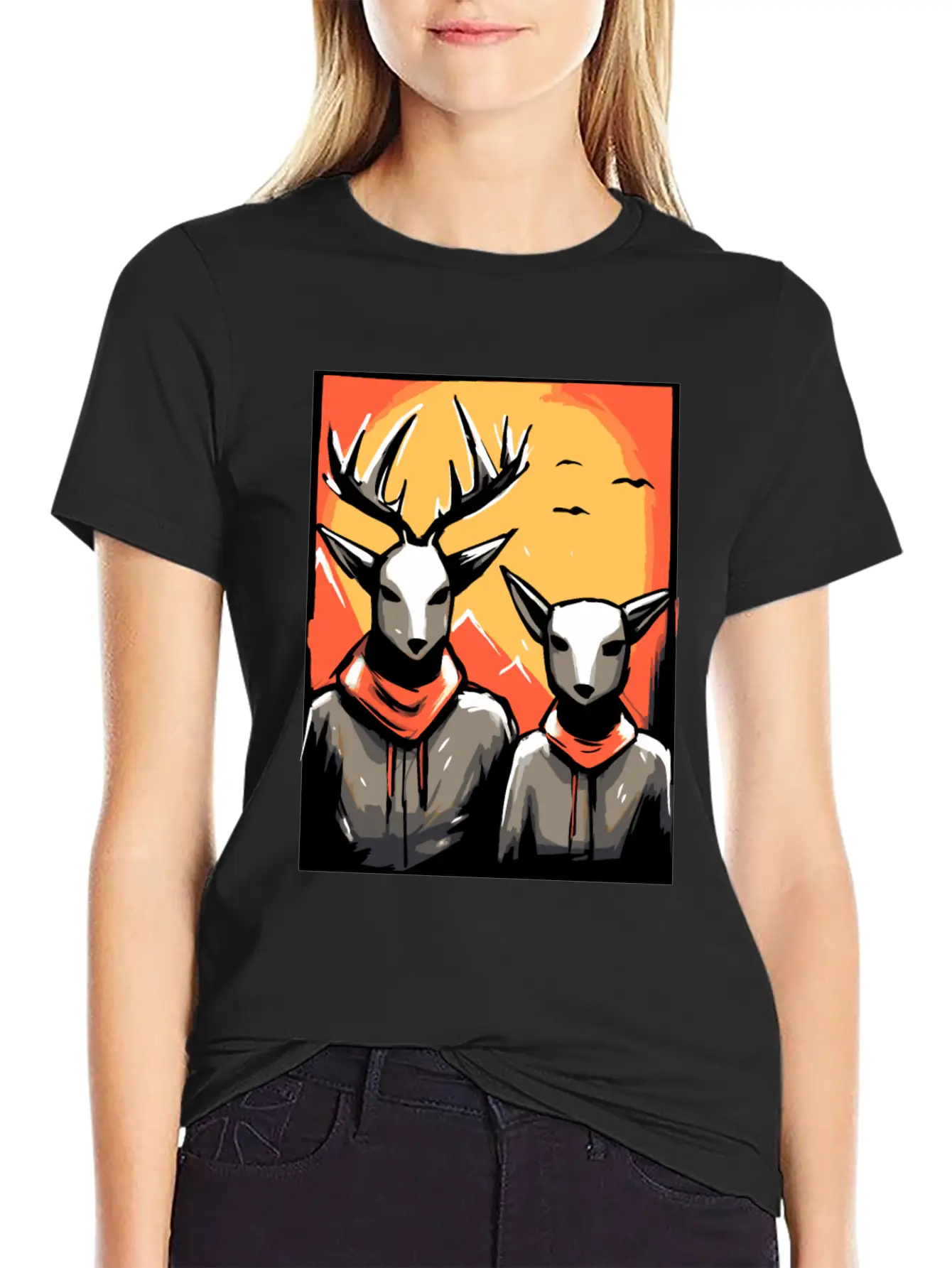 Nature And A Couple Of Deer Soft Cotton Short Sleeve Tee – Unisex Wardrobe Staple