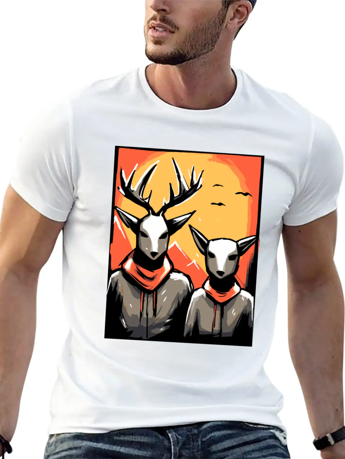 Nature And A Couple Of Deer Soft Cotton Short Sleeve Tee – Unisex Wardrobe Staple