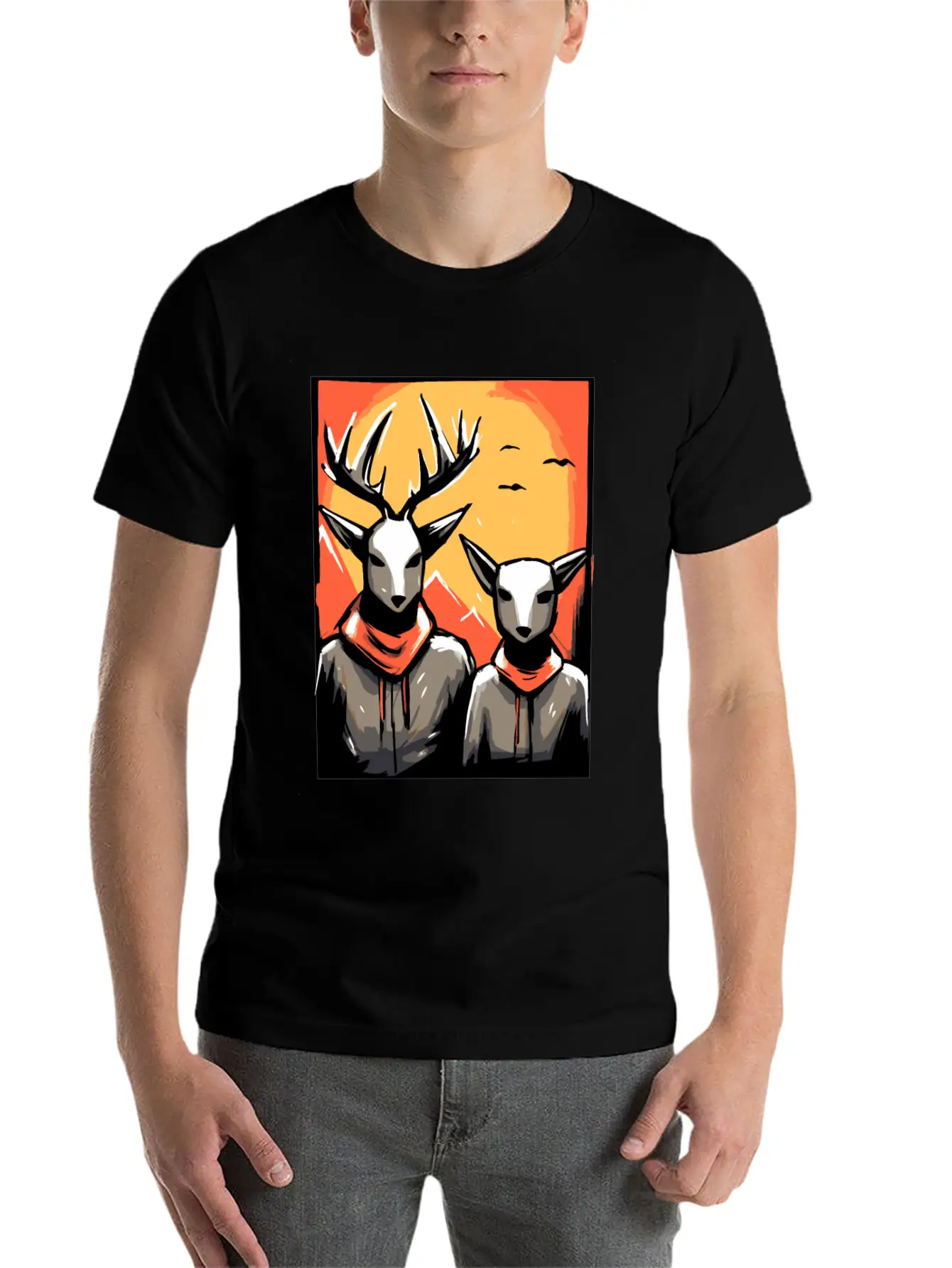 Nature And A Couple Of Deer Soft Cotton Short Sleeve Tee – Unisex Wardrobe Staple