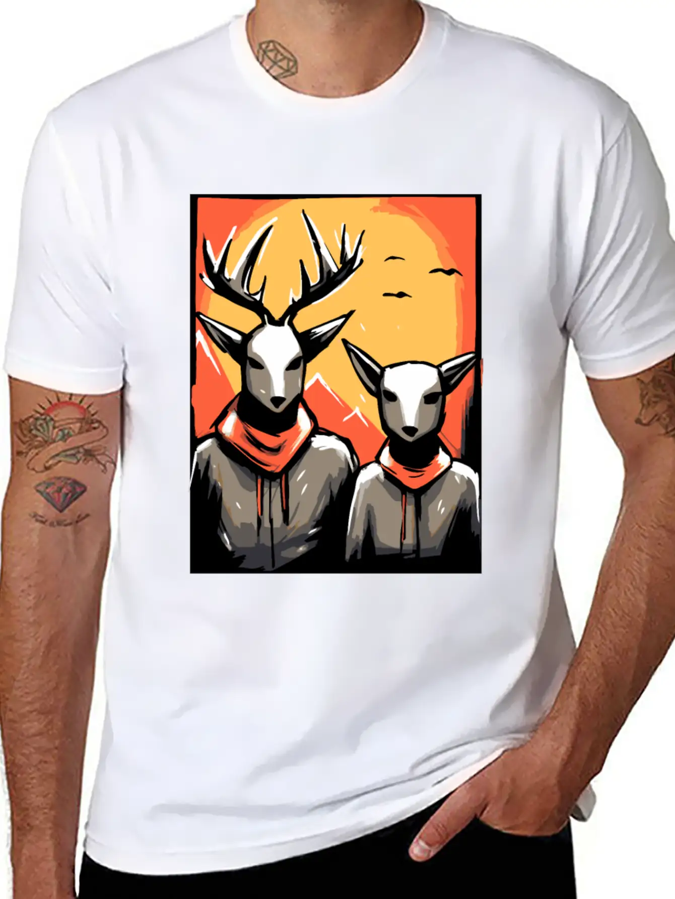 Nature And A Couple Of Deer Soft Cotton Short Sleeve Tee – Unisex Wardrobe Staple