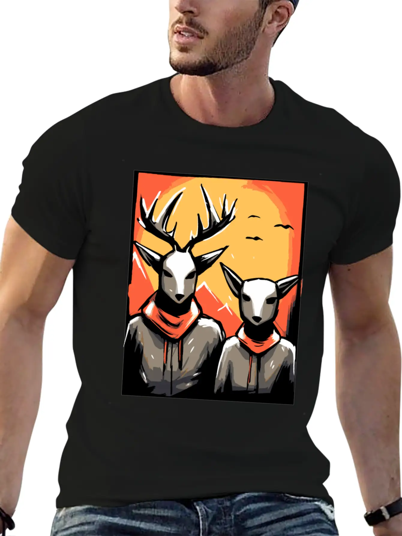 Nature And A Couple Of Deer Soft Cotton Short Sleeve Tee – Unisex Wardrobe Staple