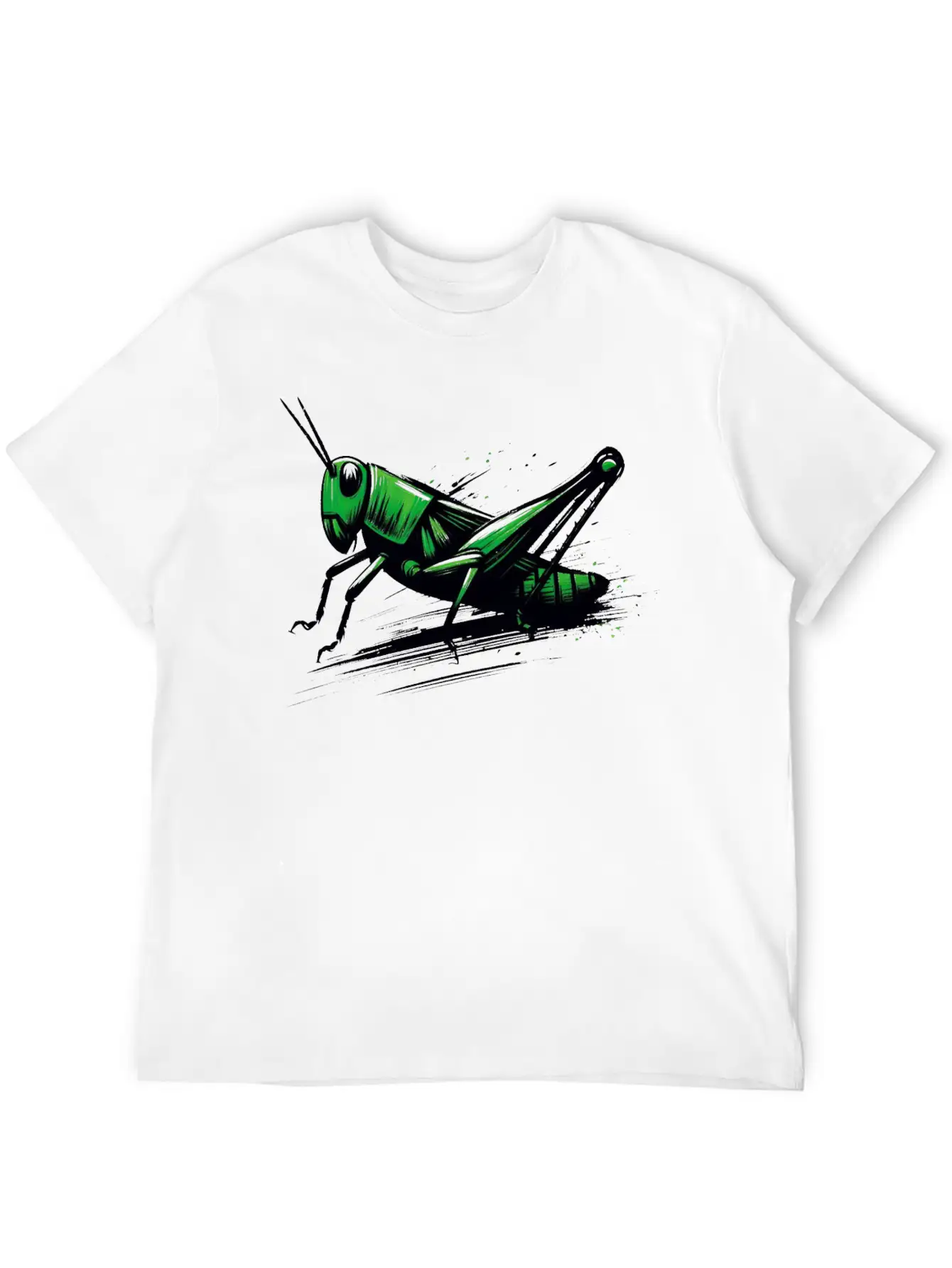 Nature Grasshopper Insect Brushstroke Art 3 Relaxed Everyday Tee – Lightweight And Durable Cotton