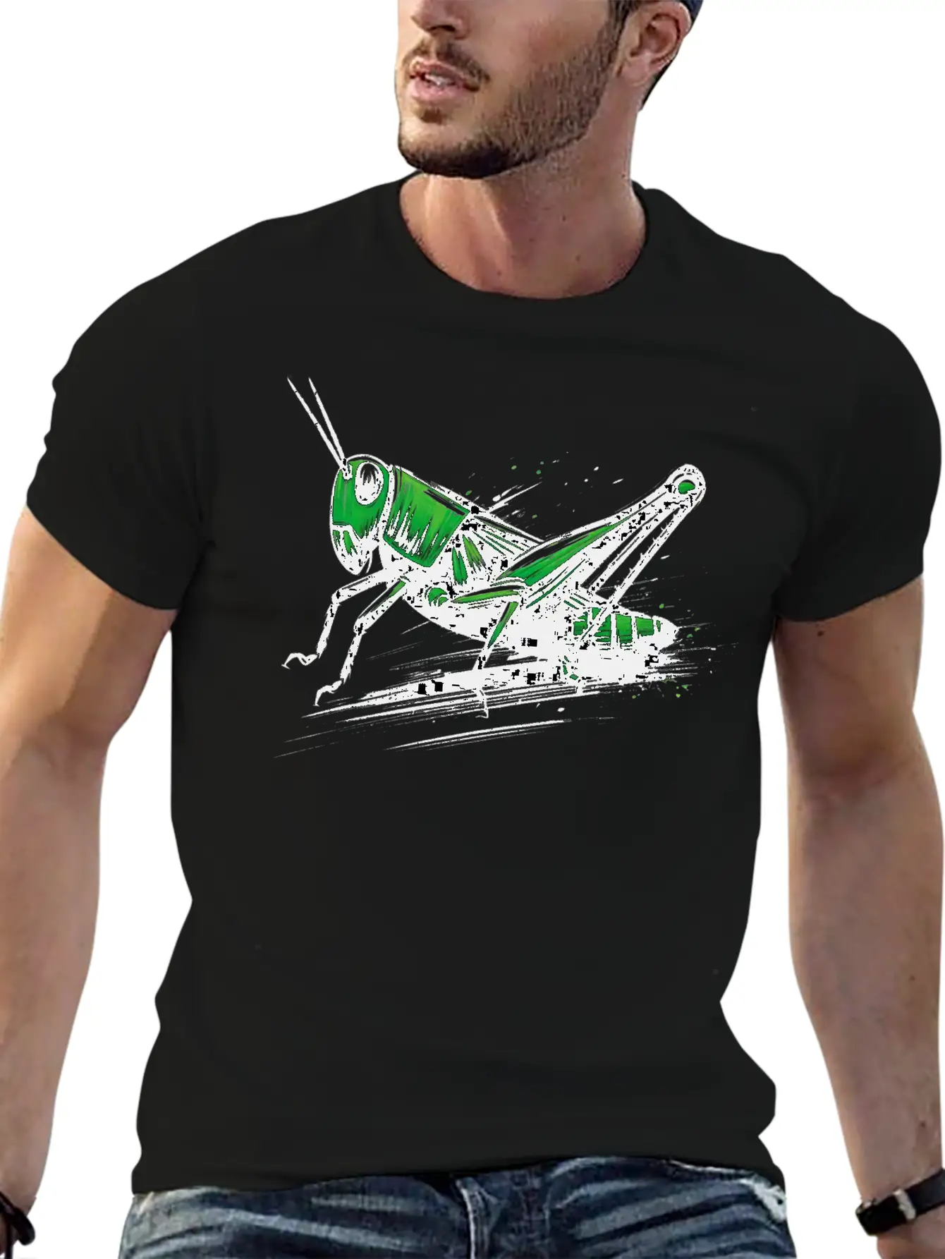 Nature Grasshopper Insect Brushstroke Art 3 Relaxed Everyday Tee – Lightweight And Durable Cotton