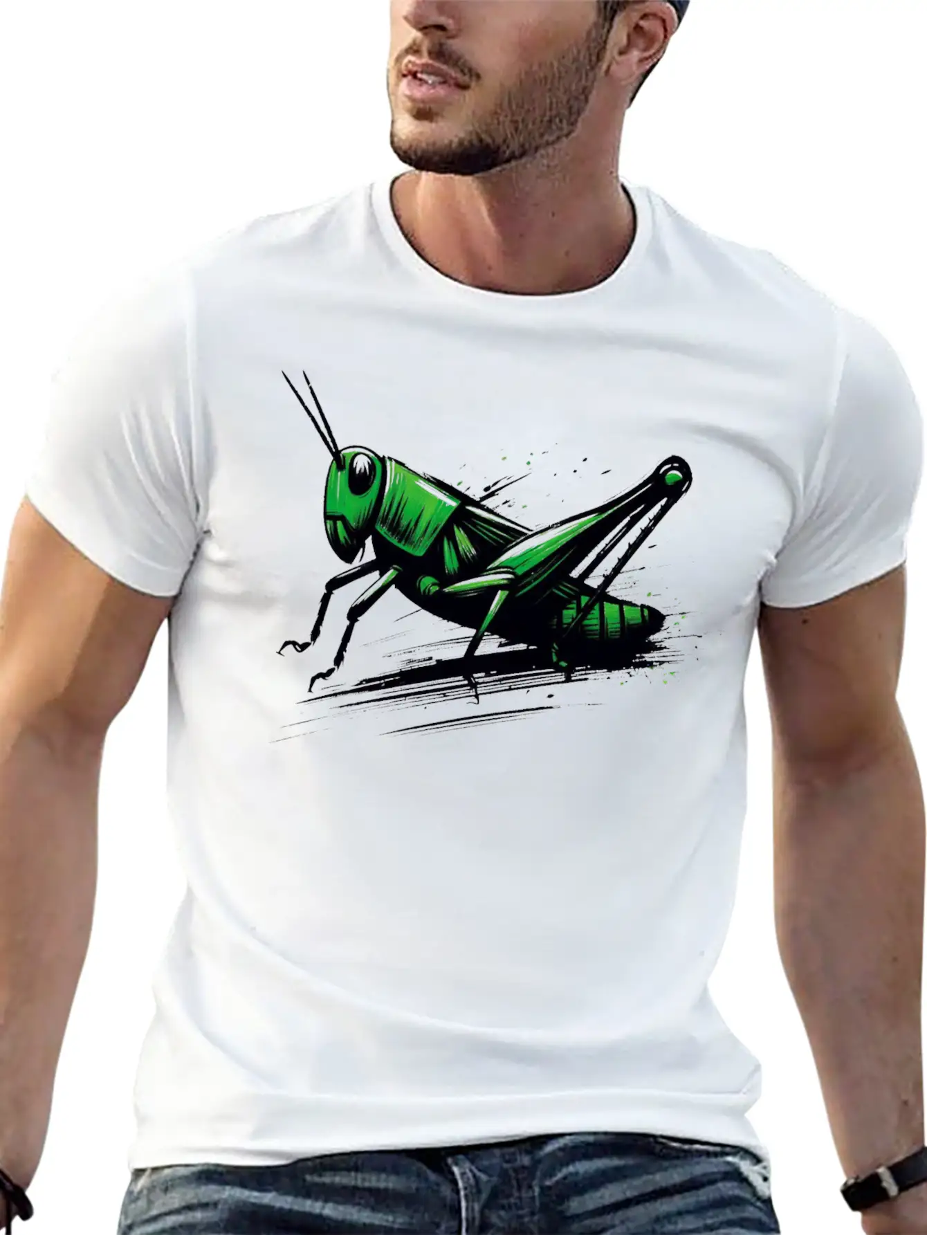 Nature Grasshopper Insect Brushstroke Art 3 Relaxed Everyday Tee – Lightweight And Durable Cotton