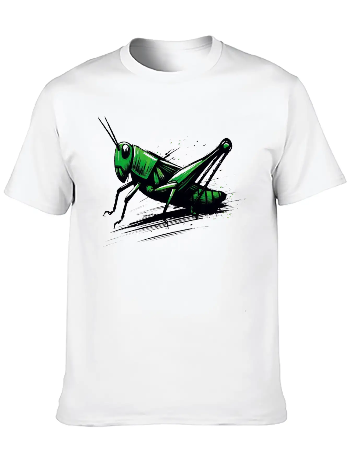 Nature Grasshopper Insect Brushstroke Art 3 Relaxed Everyday Tee – Lightweight And Durable Cotton