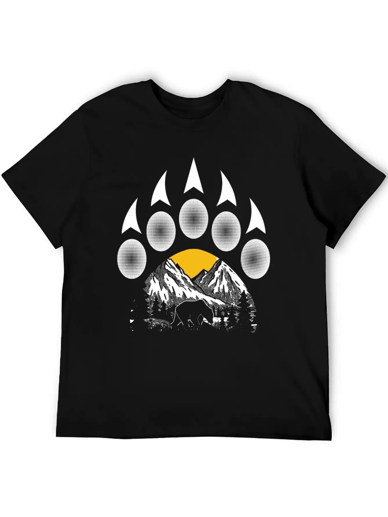 Nature Mountain Wildlife Bear Paw Lightweight Cotton T-Shirt – Daily Comfort Graphic Shirt