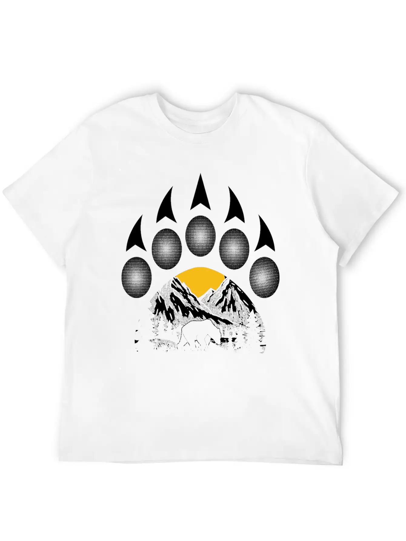 Nature Mountain Wildlife Bear Paw Lightweight Cotton T-Shirt – Daily Comfort Graphic Shirt