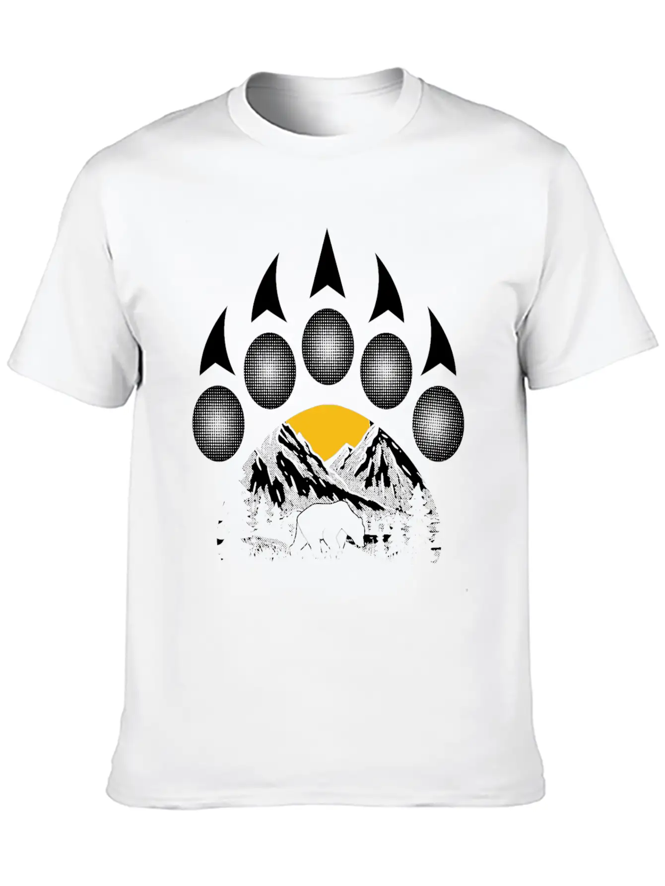 Nature Mountain Wildlife Bear Paw Lightweight Cotton T-Shirt – Daily Comfort Graphic Shirt