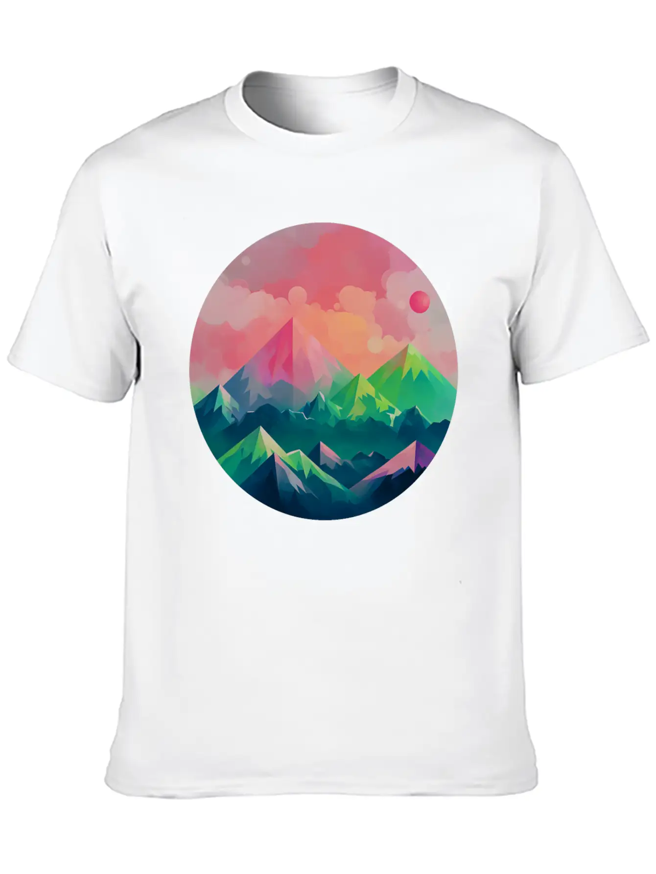 Nature's Kaleidoscope: Contemporary Mountain Lightweight Cotton T-Shirt – Daily Comfort Graphic Shirt