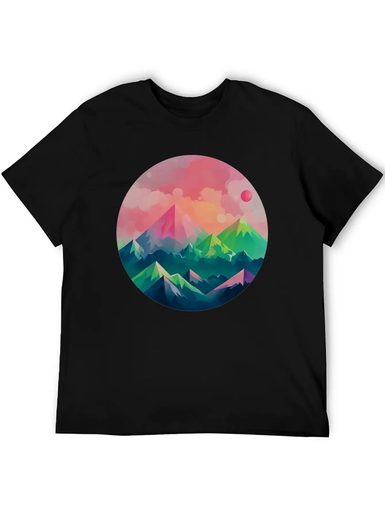Nature's Kaleidoscope: Contemporary Mountain Lightweight Cotton T-Shirt – Daily Comfort Graphic Shirt