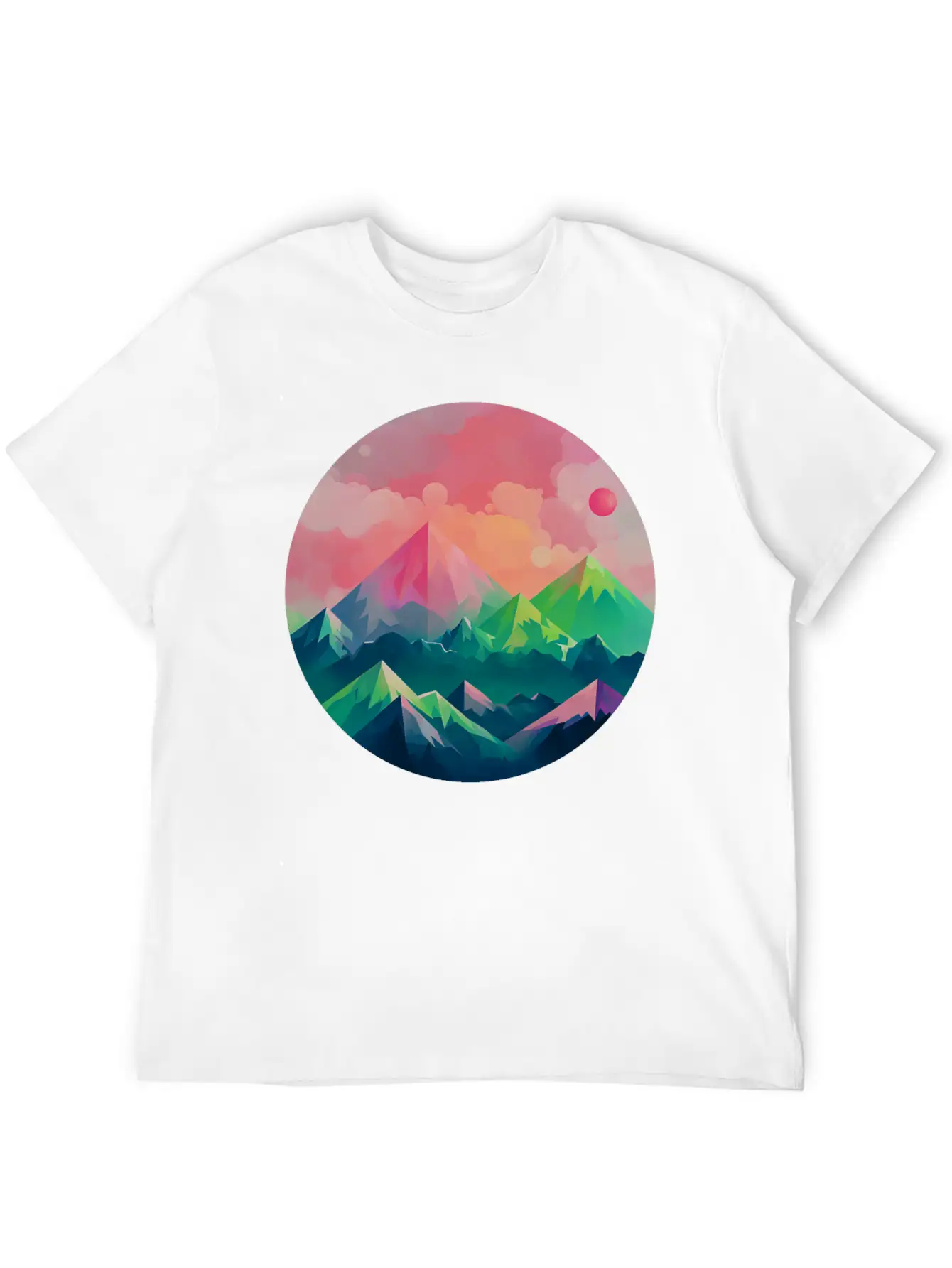 Nature's Kaleidoscope: Contemporary Mountain Lightweight Cotton T-Shirt – Daily Comfort Graphic Shirt