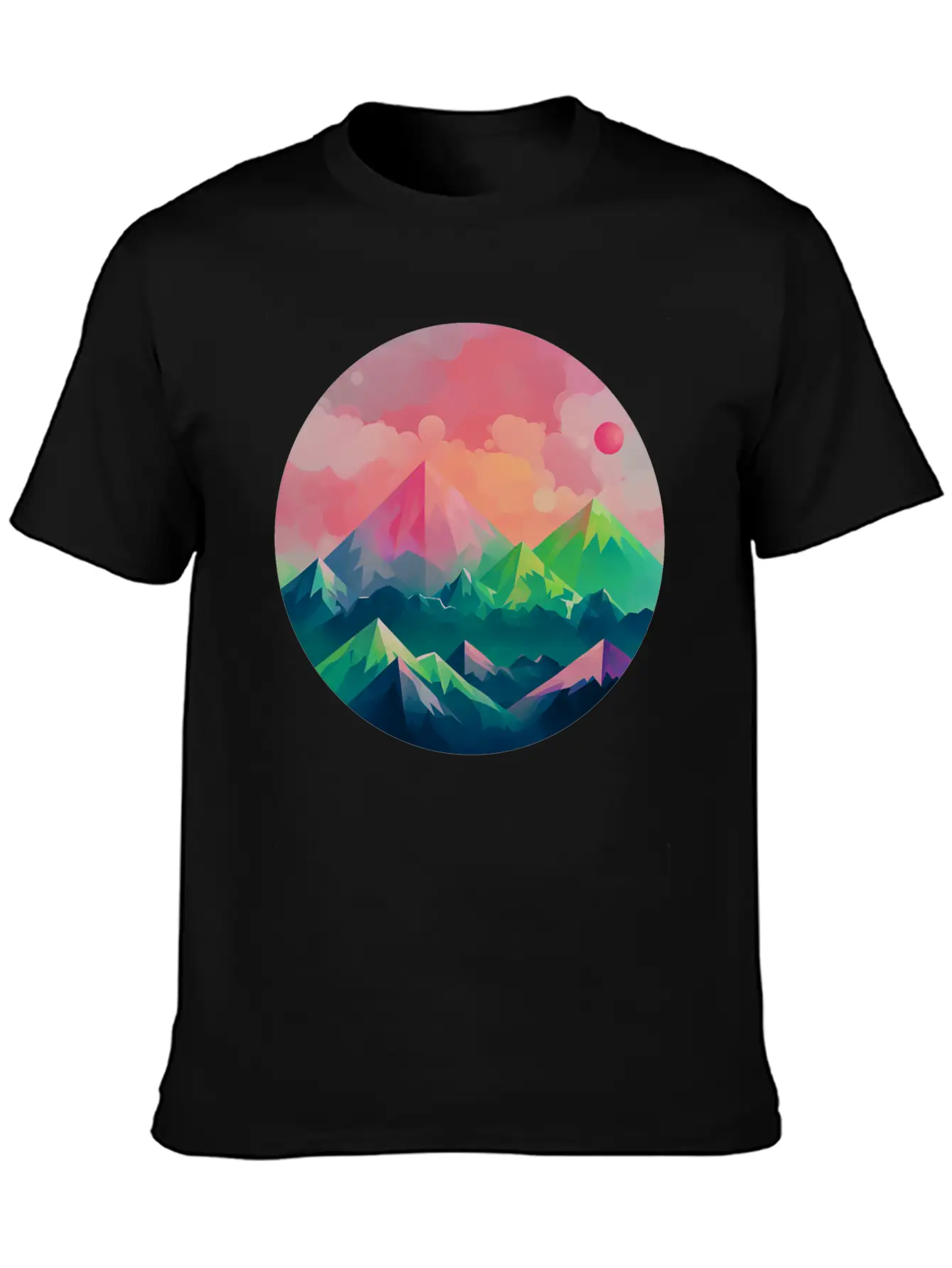 Nature's Kaleidoscope: Contemporary Mountain Lightweight Cotton T-Shirt – Daily Comfort Graphic Shirt