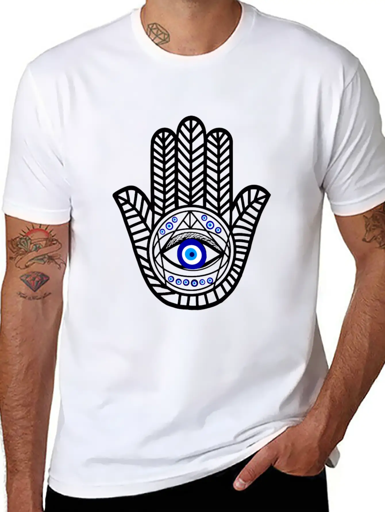 Nazar Turkish Eye Evil Eye Protection Hand Of Hams Soft Cotton Short Sleeve Tee – Unisex Wardrobe Staple