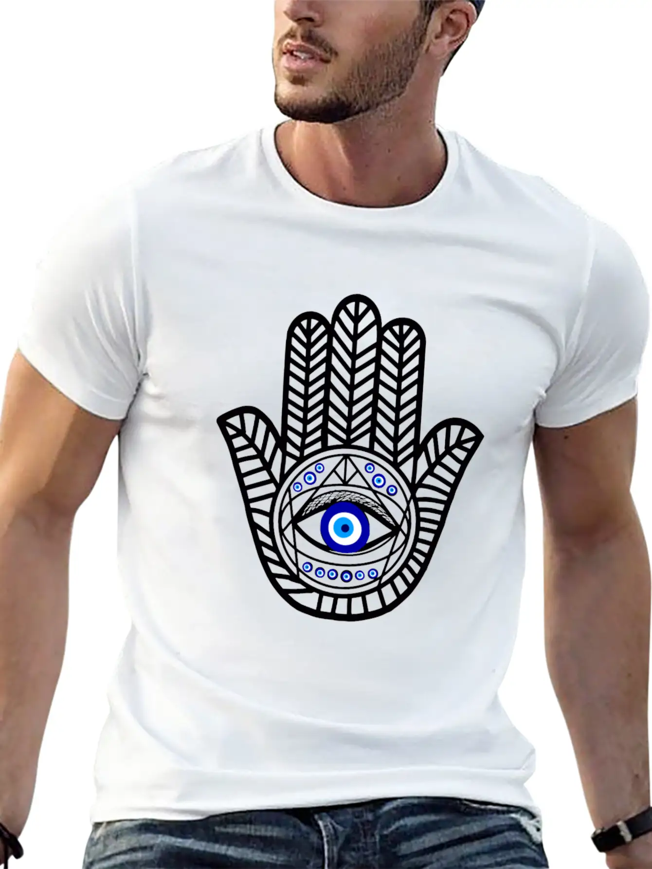 Nazar Turkish Eye Evil Eye Protection Hand Of Hams Soft Cotton Short Sleeve Tee – Unisex Wardrobe Staple