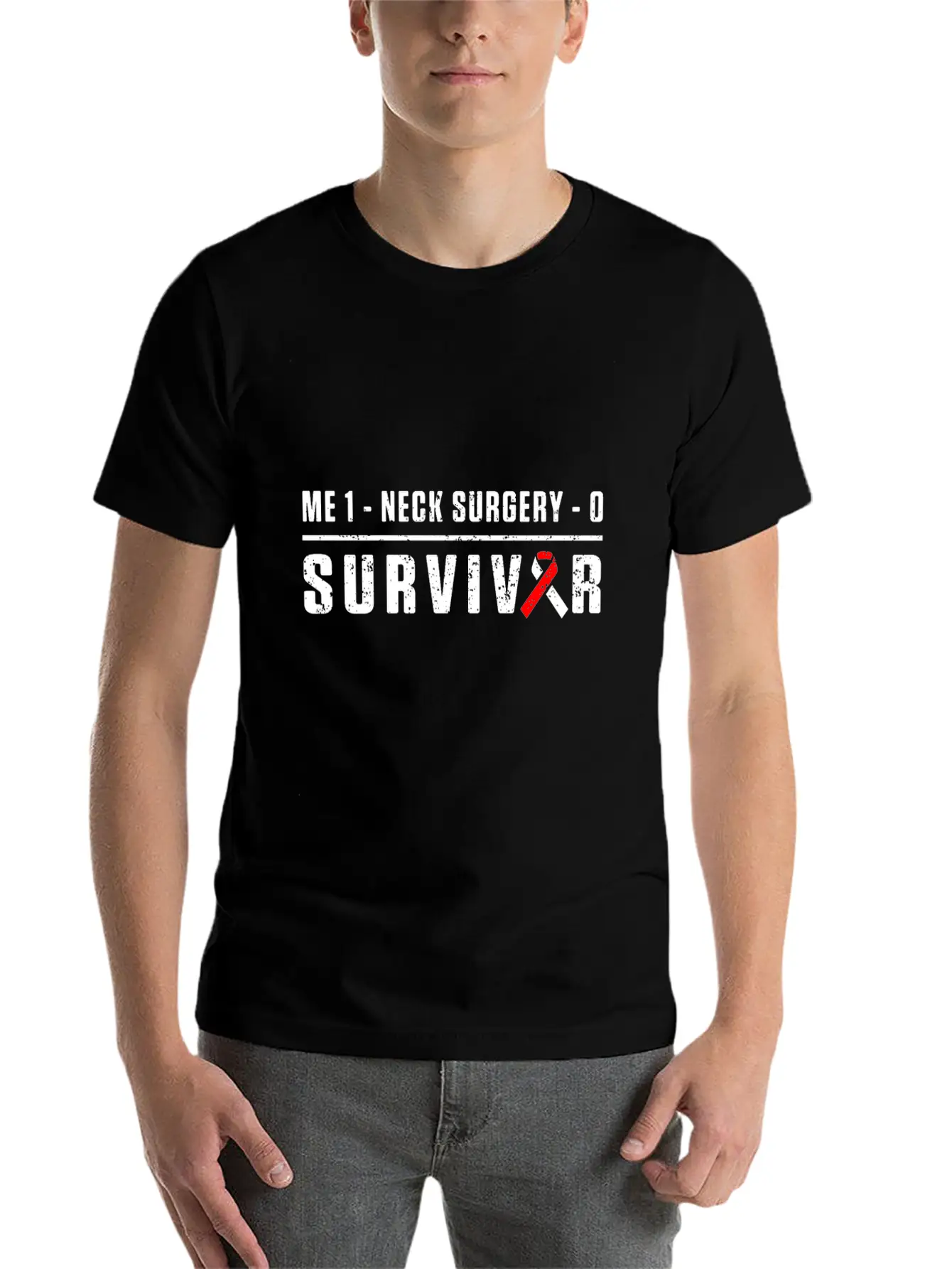 Neck Surgery Score Implant Survivor Recovery Unisex Casual T-Shirt – Clean Design For Daily Comfort