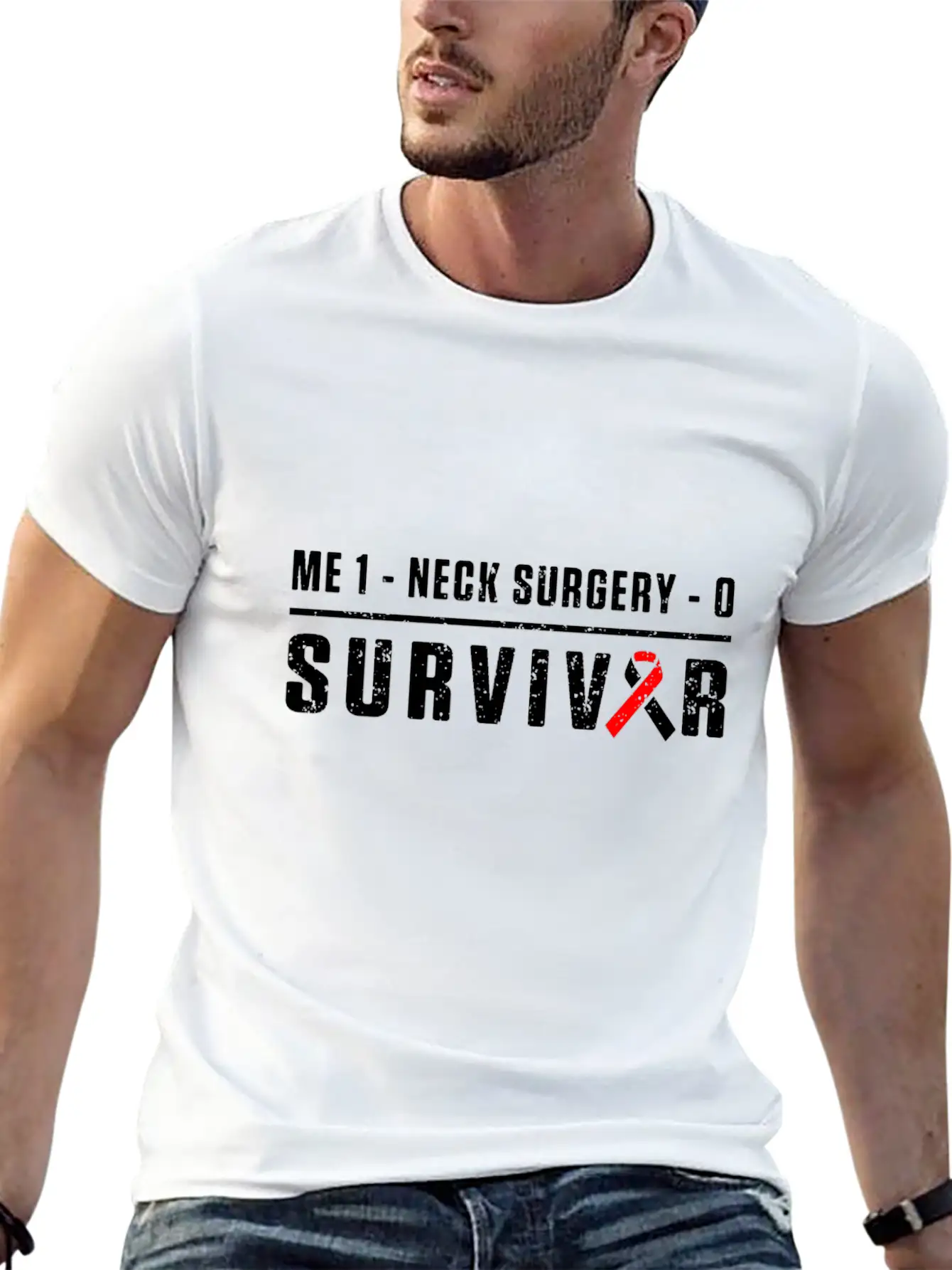 Neck Surgery Score Implant Survivor Recovery Unisex Casual T-Shirt – Clean Design For Daily Comfort