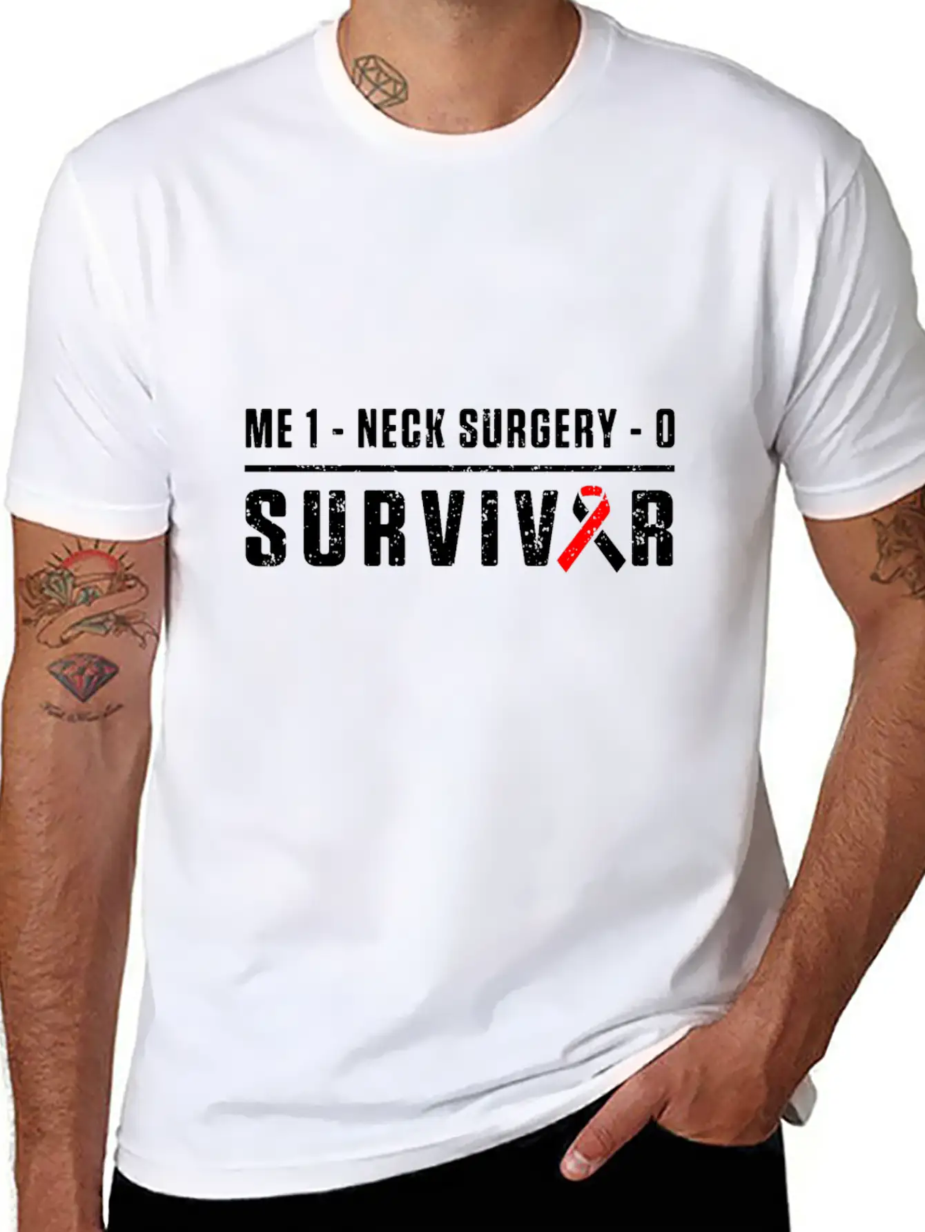 Neck Surgery Score Implant Survivor Recovery Unisex Casual T-Shirt – Clean Design For Daily Comfort