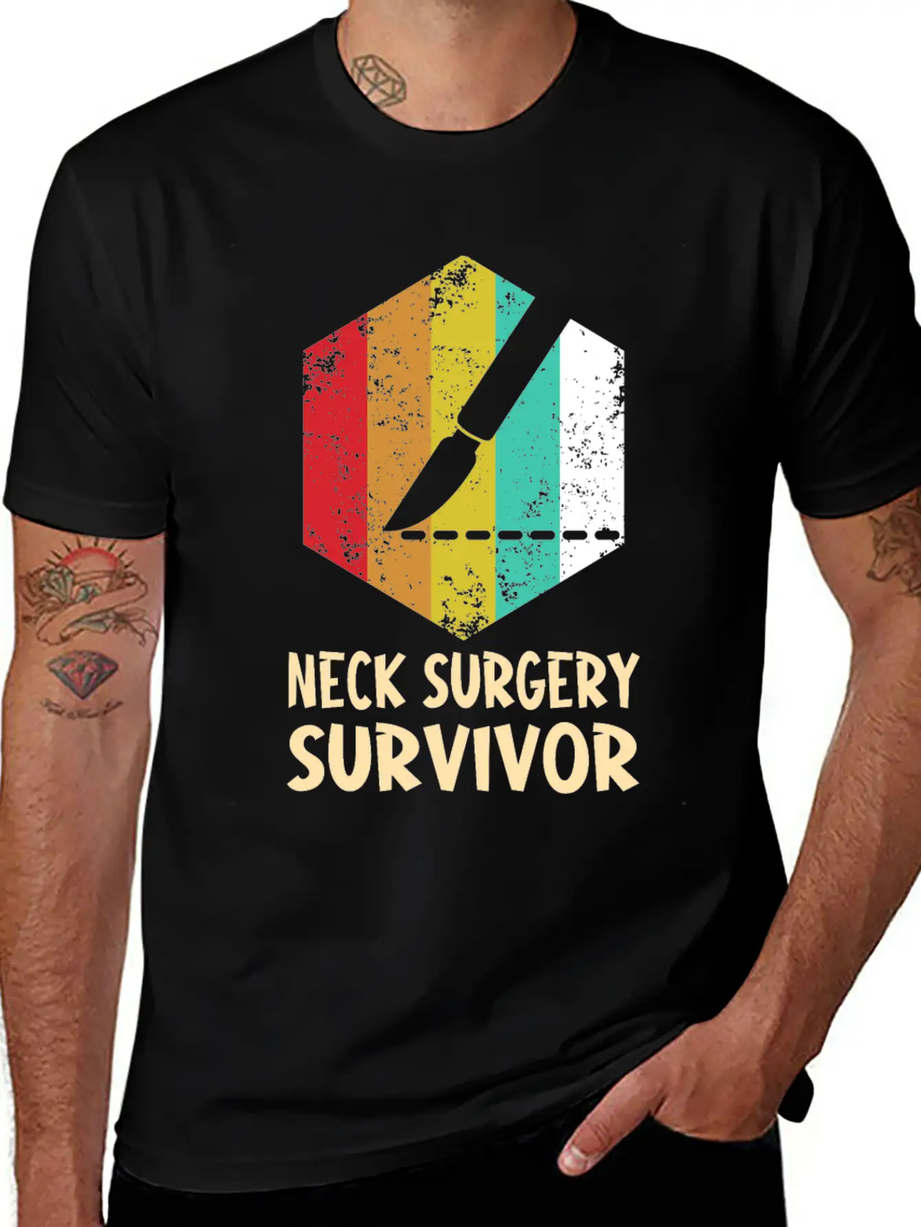 Neck Surgery Succeed Implant Survivor Recovery Basic Graphic T-Shirt – Daily Comfort In Soft Cotton