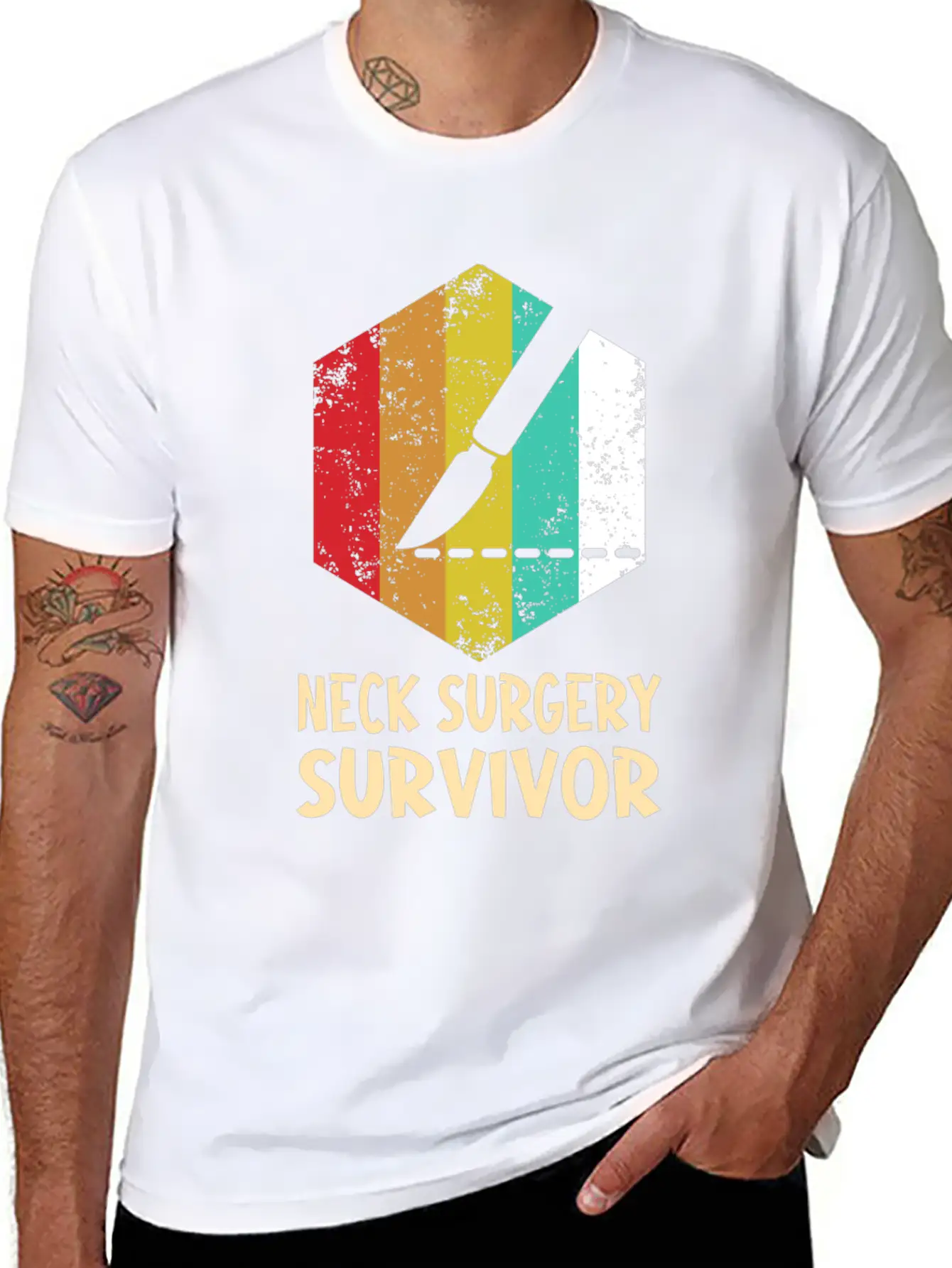 Neck Surgery Succeed Implant Survivor Recovery Basic Graphic T-Shirt – Daily Comfort In Soft Cotton
