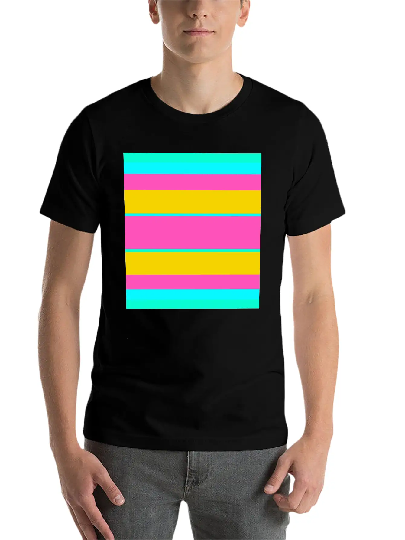 Neon Colored Stripe Modern Fit Casual T-Shirt – Clean And Versatile Design