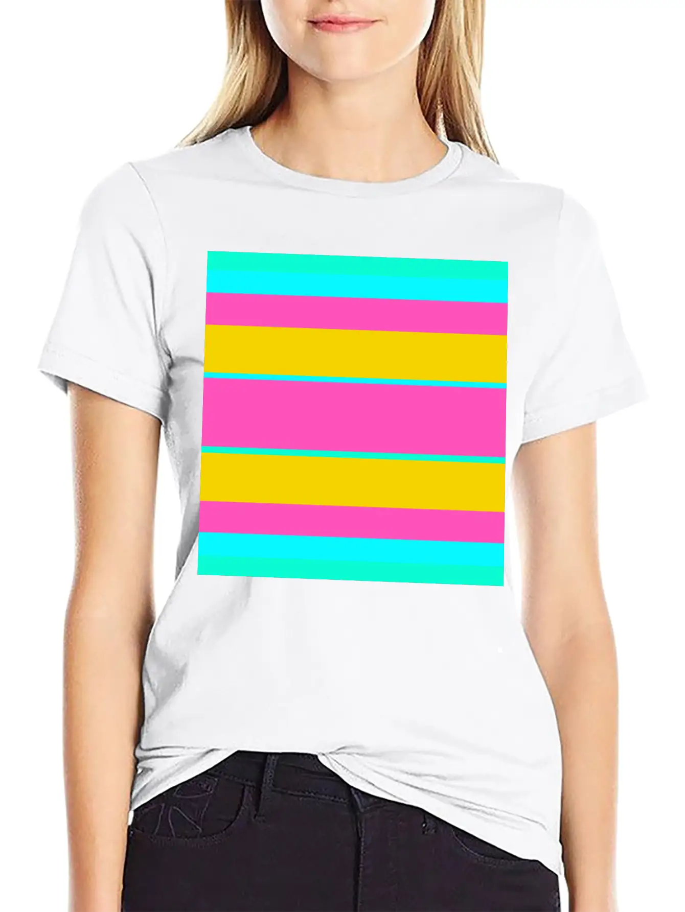 Neon Colored Stripe Modern Fit Casual T-Shirt – Clean And Versatile Design