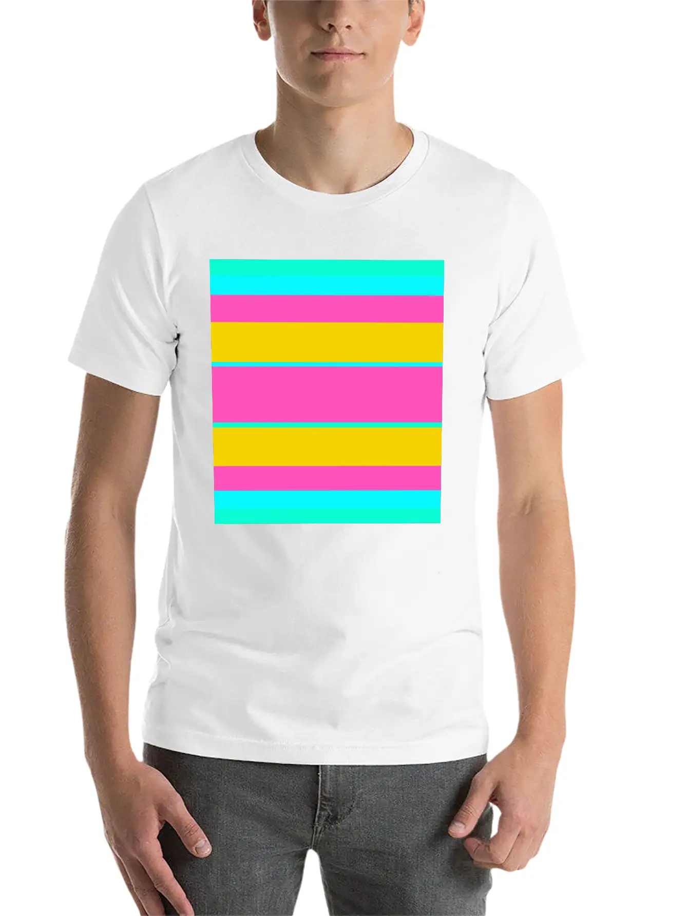 Neon Colored Stripe Modern Fit Casual T-Shirt – Clean And Versatile Design