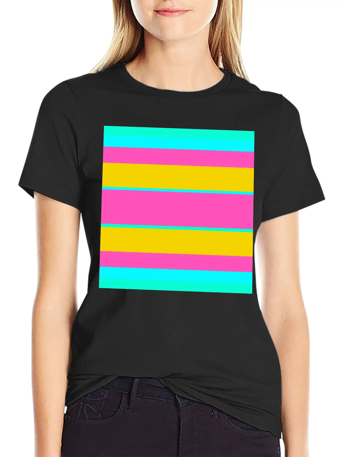Neon Colored Stripe Modern Fit Casual T-Shirt – Clean And Versatile Design