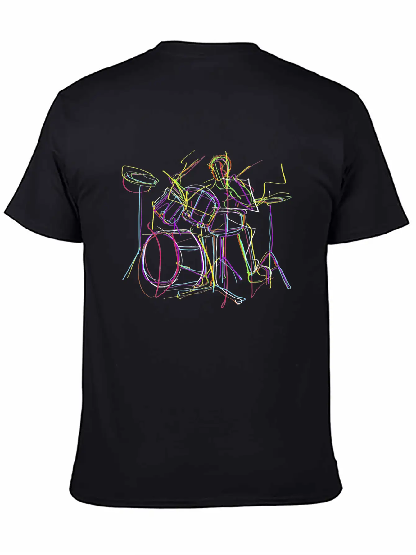 Neon Drums Musician Unisex Casual T-Shirt – Clean Design For Daily Comfort