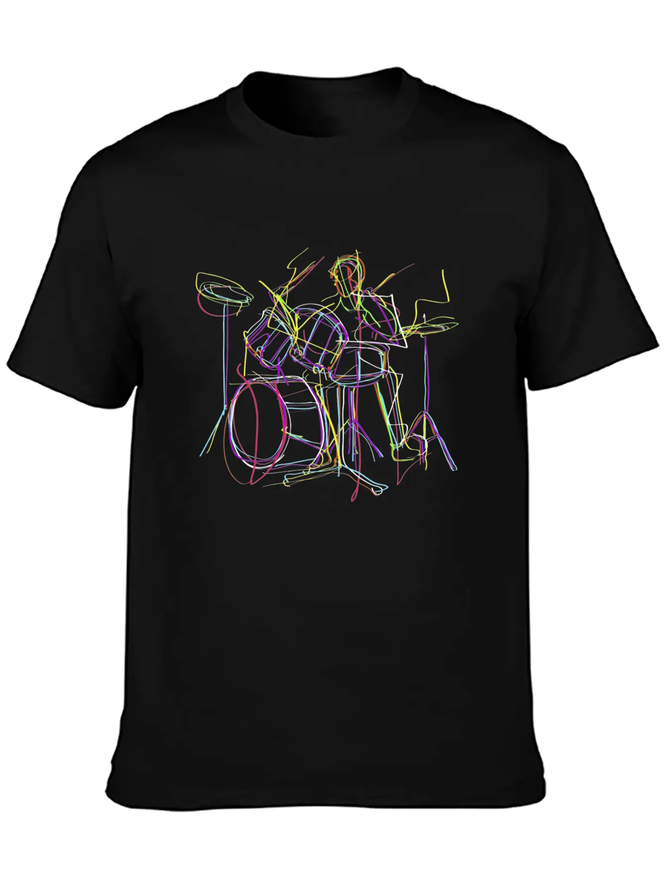 Neon Drums Musician Unisex Casual T-Shirt – Clean Design For Daily Comfort
