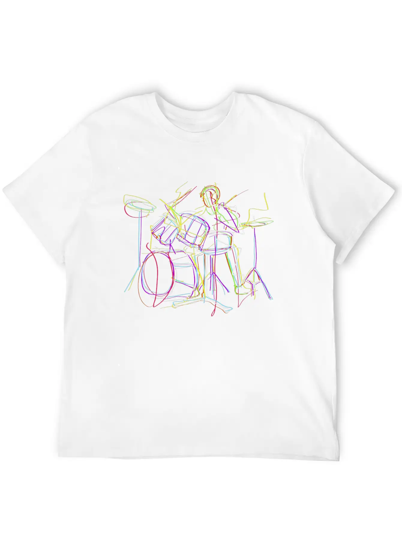 Neon Drums Musician Unisex Casual T-Shirt – Clean Design For Daily Comfort