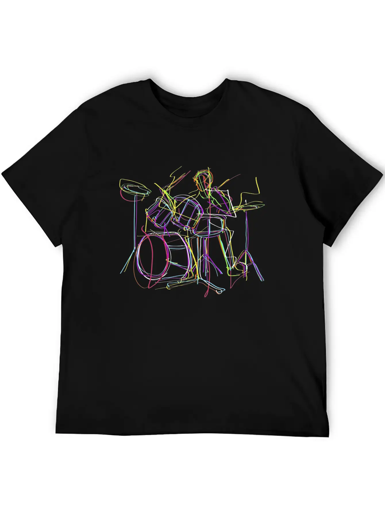 Neon Drums Musician Unisex Casual T-Shirt – Clean Design For Daily Comfort
