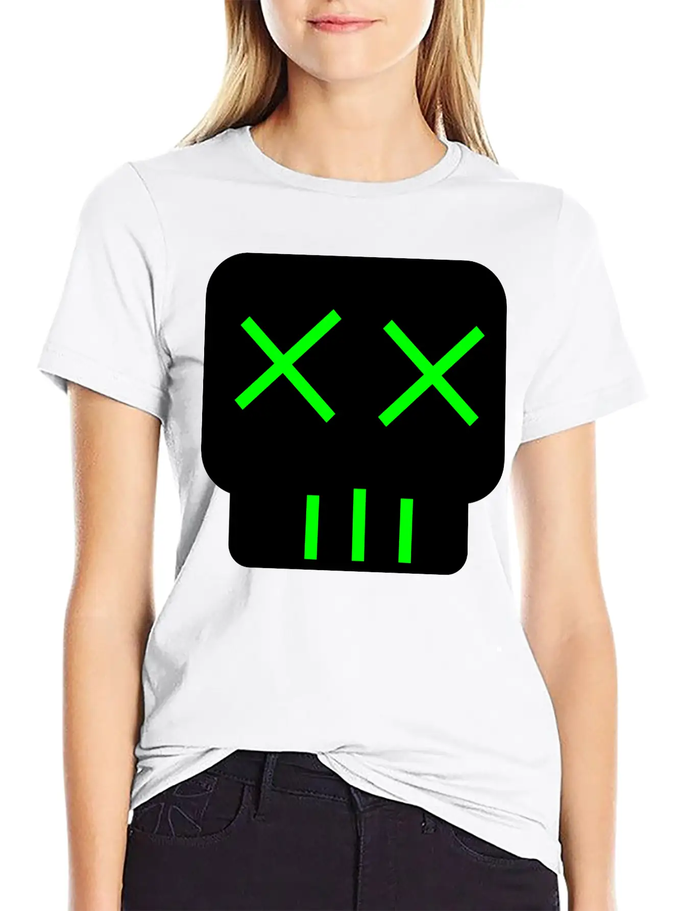 Neon Green Skullkid Essential Cotton Tee For Daily Outfits – Unisex Style